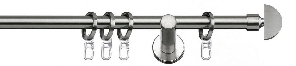 Gardinenstange Duo, indeko, Ø 16 mm, 1-läufig, Fixmaß, verschraubt, Stahl,  Komplett-Set inkl. Ringen und Montagematerial