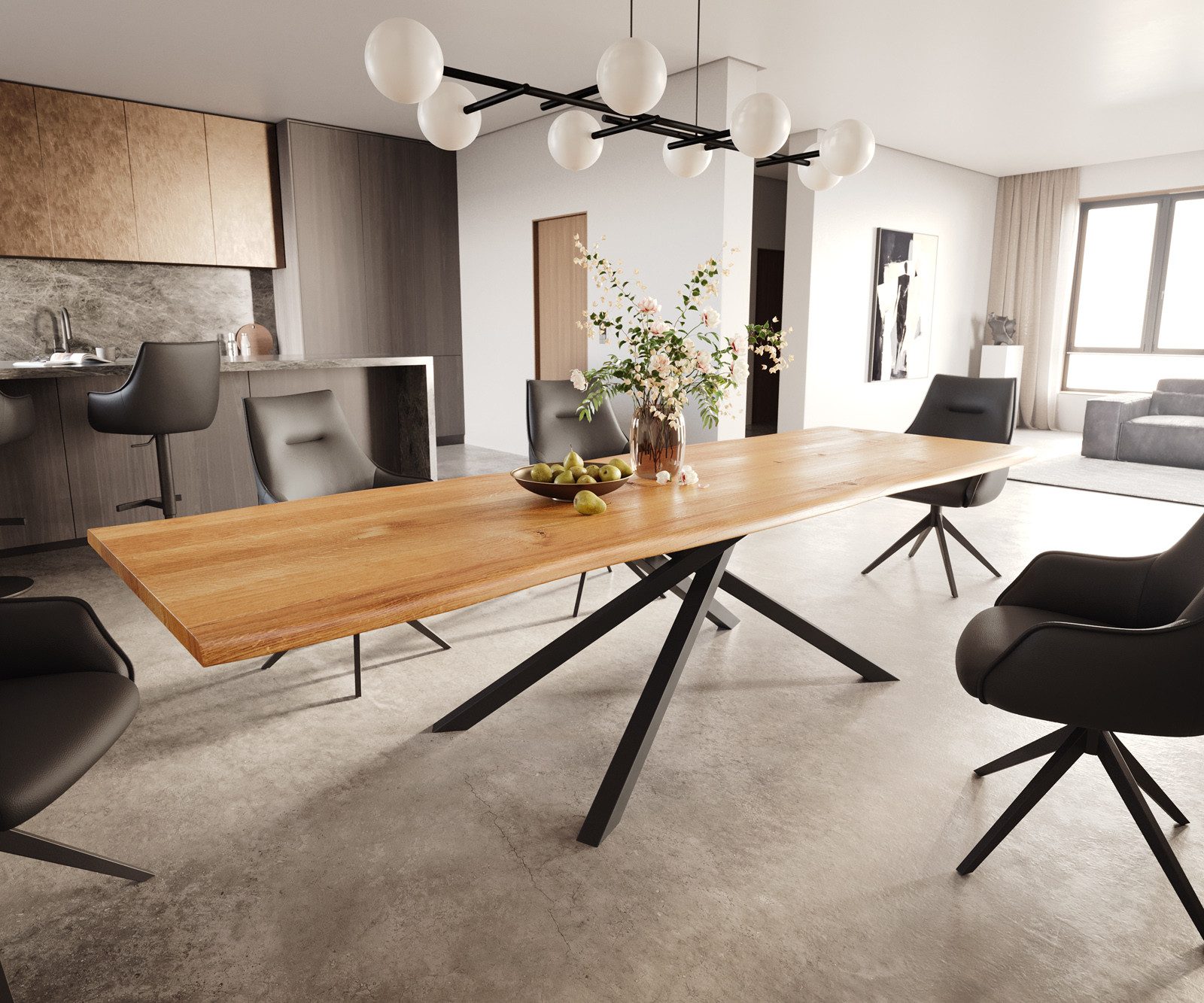 DELIFE Esstisch Edge, Eiche Natur 300x100x4 günstig online kaufen