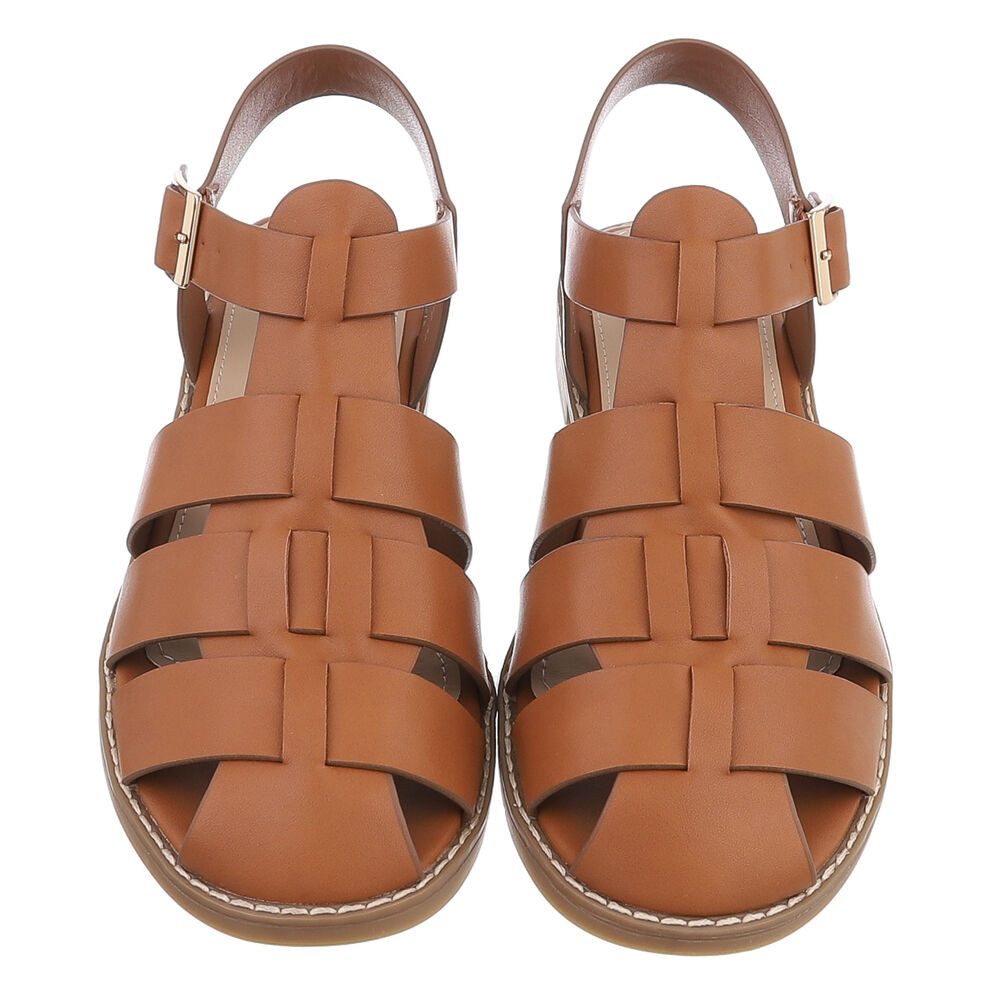 Ital-Design Modische Damen-Sandalen mit Schnalle für den Sommer Riemchensandalette (89542792) Blockabsatz Riemchensandalen in Camel