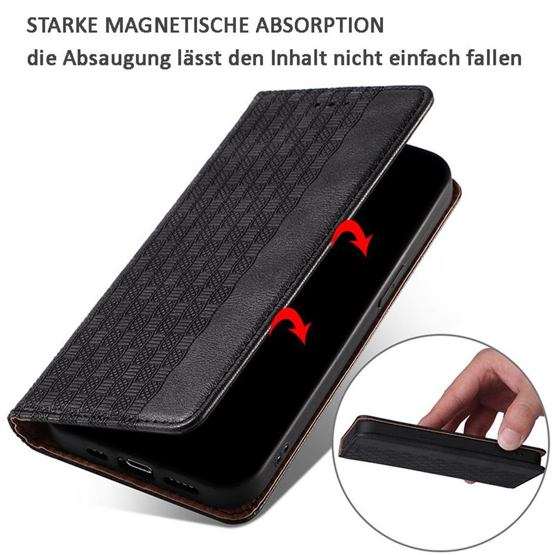 DÖRÖY Handytasche Handytasche für iPhone Ledertasche geprägte Flip-Tasche, 15 Braun pro