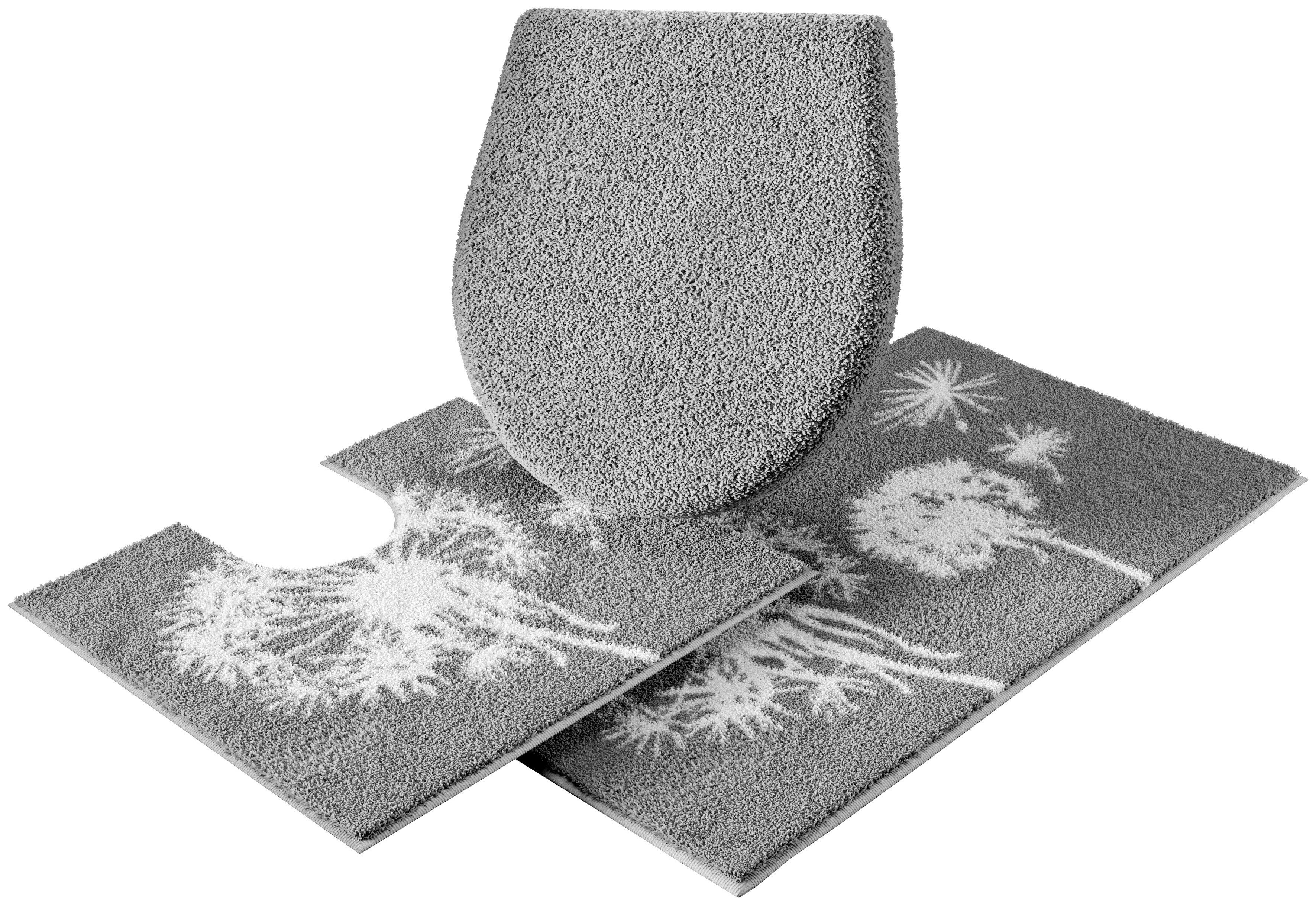 Grund Badematte Pusteblume, Badvorleger, Badezimmer Teppich, sehr weich, Höhe 20 mm, rutschhemmend beschichtet, schnell trocknend, fußbodenheizungsgeeignet, Polyacryl, 2-tlg. Stand-WC Set, weiche Haptik, auch als 2-teiliges Set erhältlich, Made in Europe