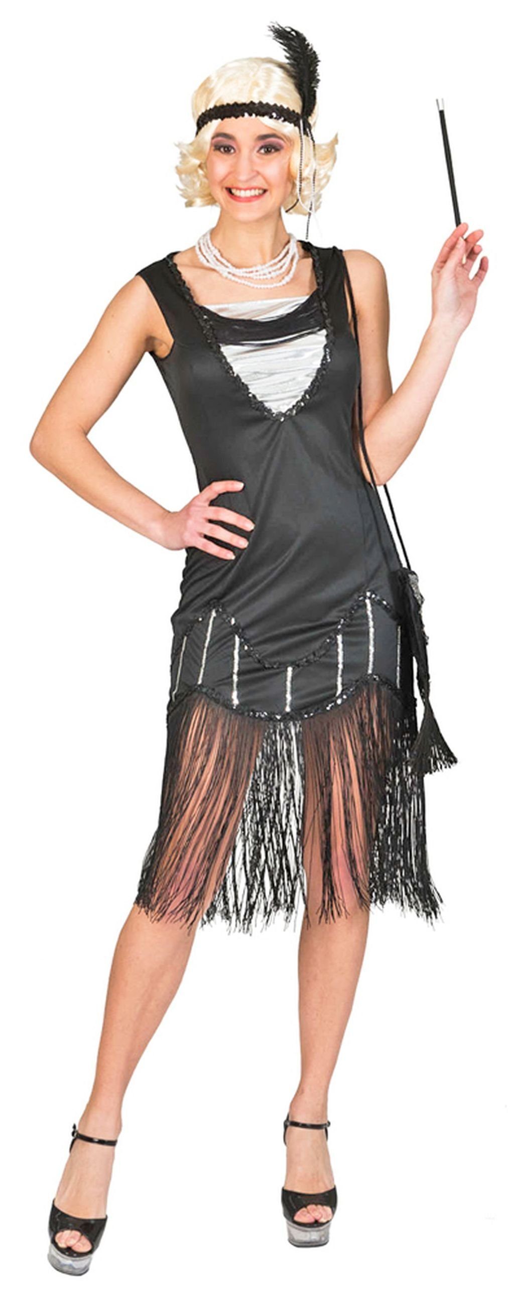 Funny Fashion Kostüm Charleston Kleid Silver Smile - Schwarz/Silber günstig online kaufen
