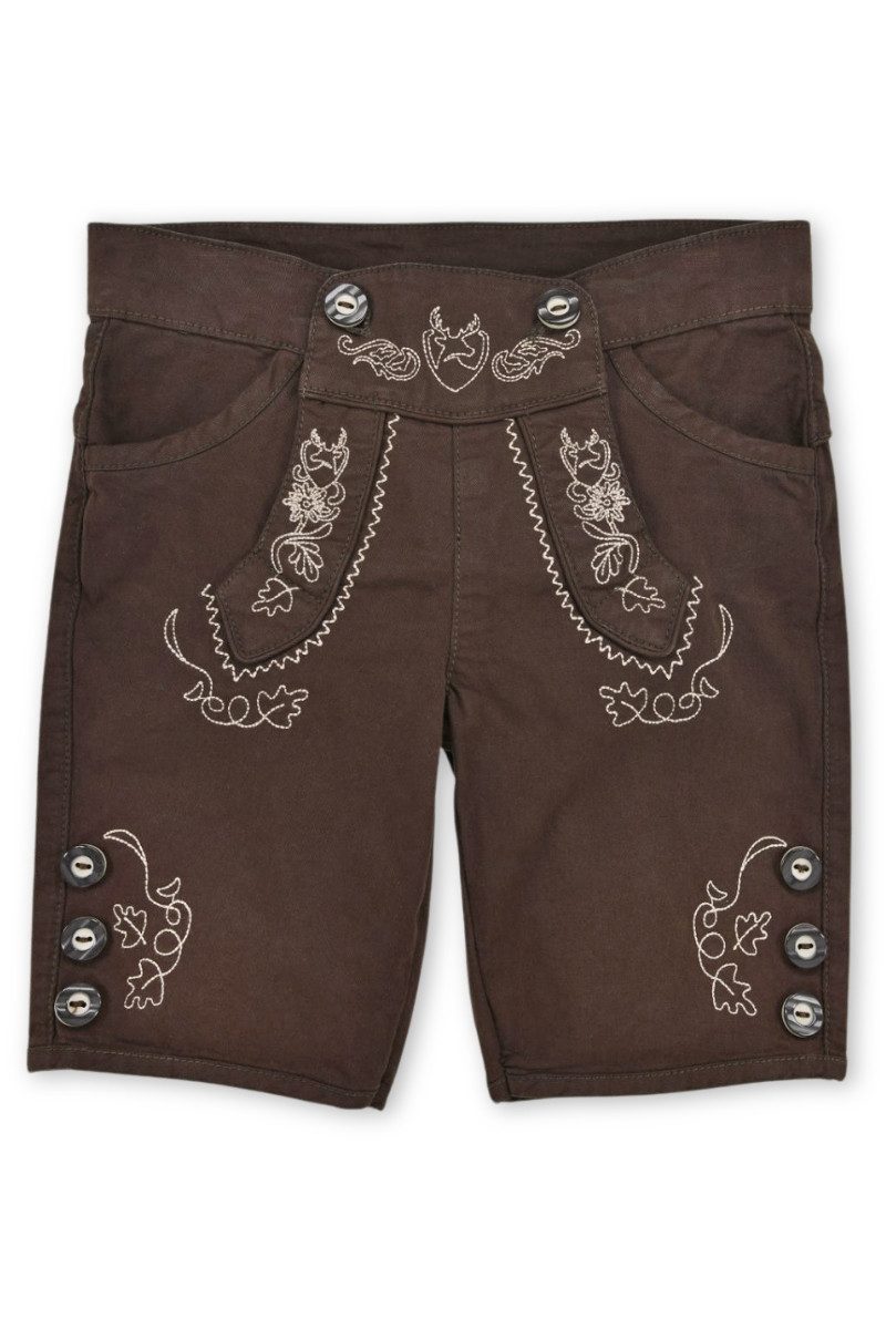 BONDI Lederhose Trachtenjeans Kinder - HIRSCH - braun