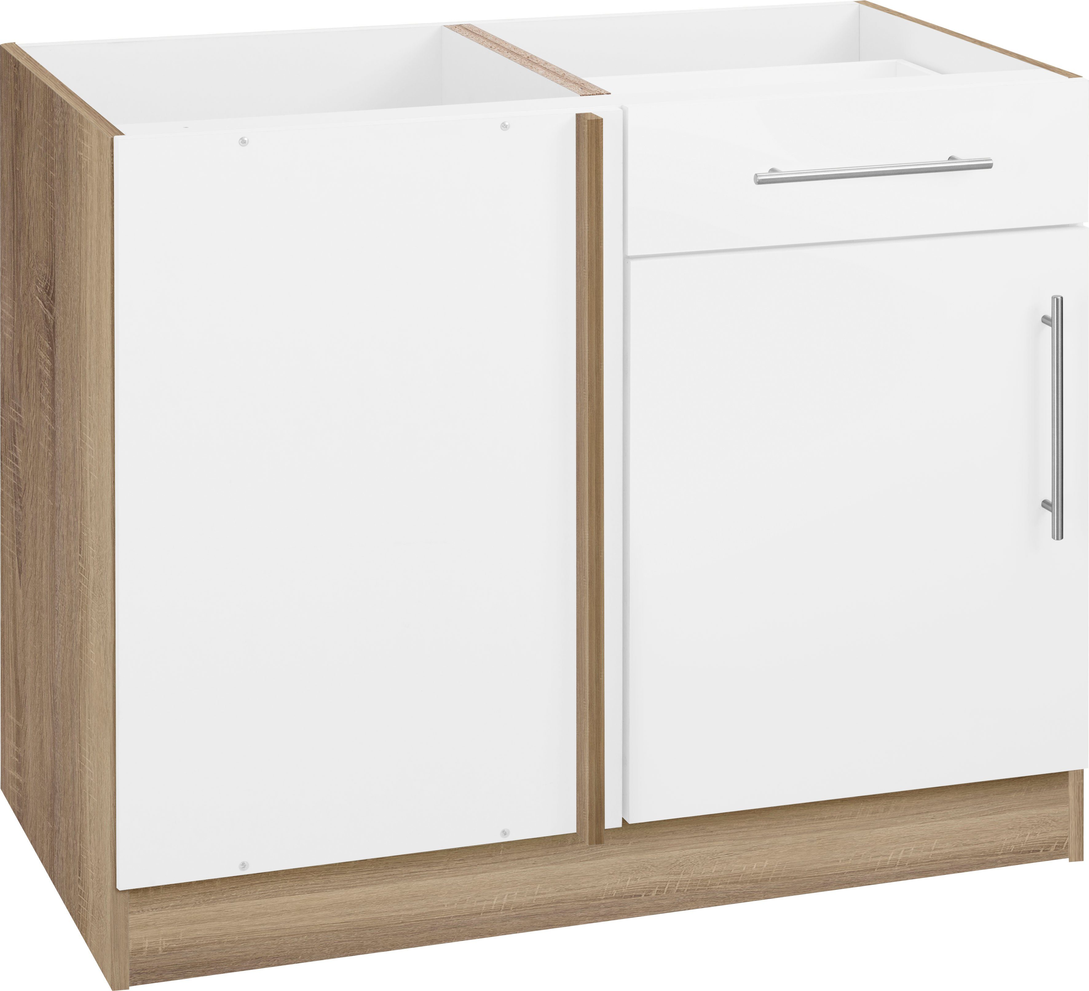 wiho Küchen Eckunterschrank Cali 100 cm breit, Planungsmaß 110 cm, ohne Arbeitsplatte