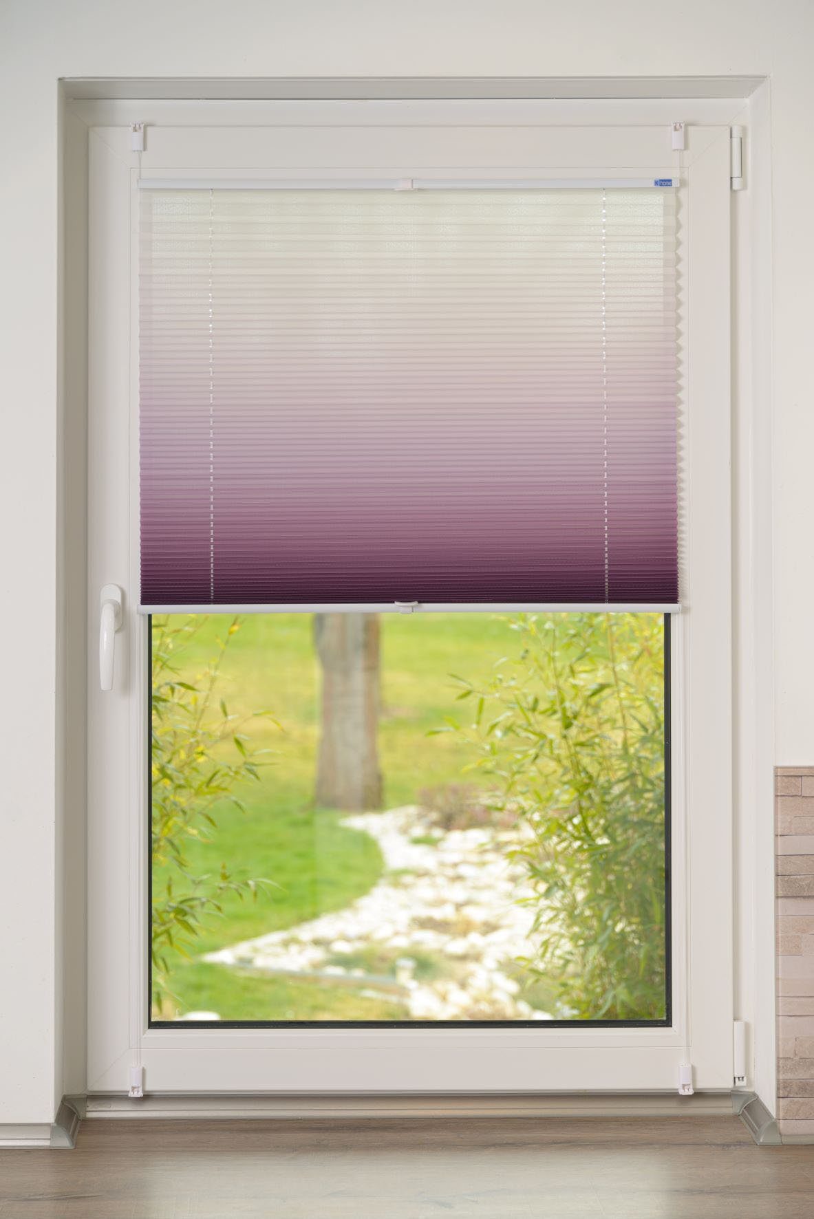K-HOME Plissee Farbverlauf Sunrise, Lichtschutz, ohne Bohren, verspannt, Klemmfix – Bild 5 von 5