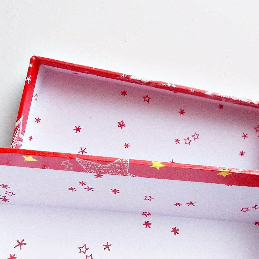 bsb-obpacher Geschenkbox - Kartonage - Geschenkkartons rot mit Sternen (3 St), mit Glanzpapier bezogen