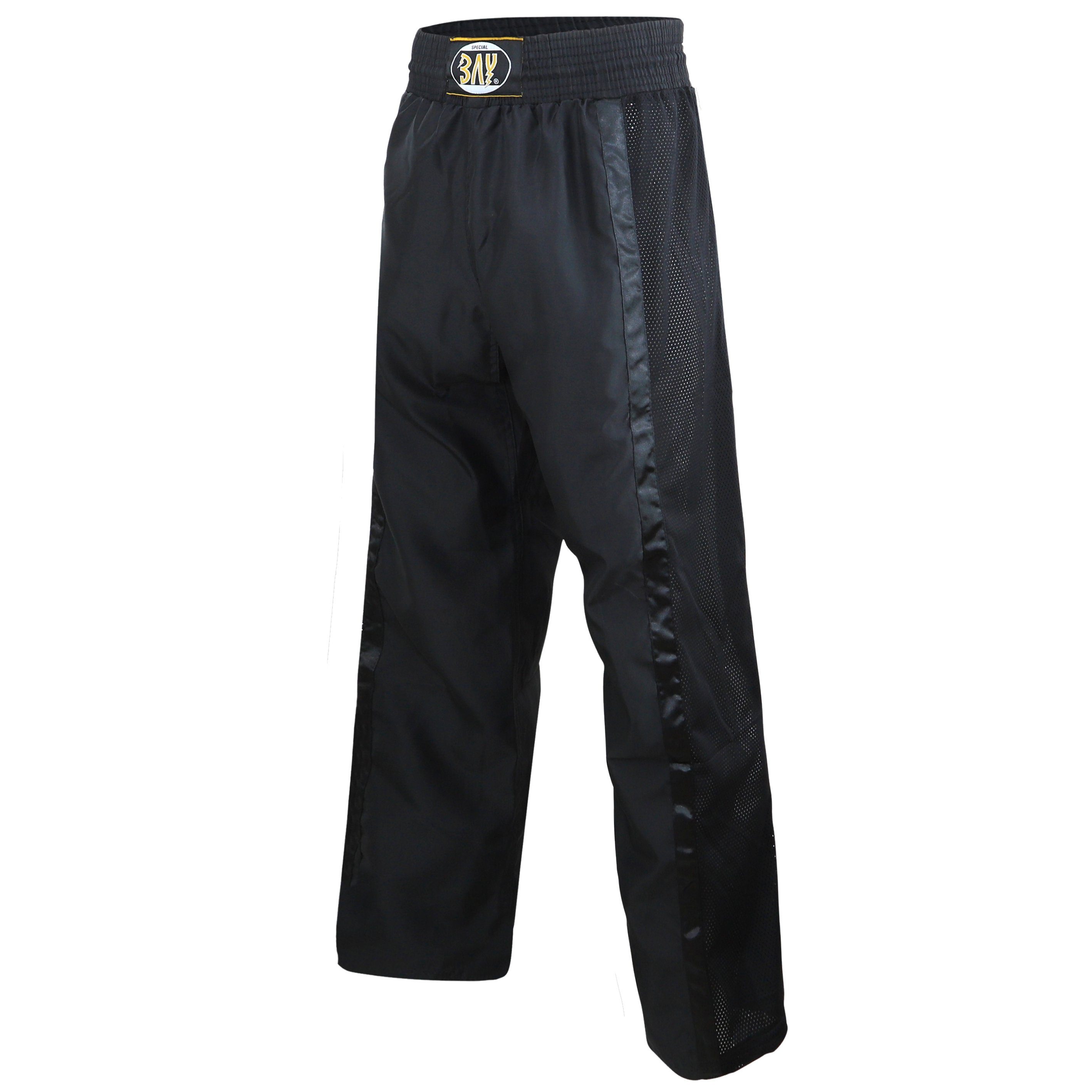 BAY-Sports Sporthose Netz Kickboxhose Hose Short Kickboxen Kampfsport schwarz uni Kampfsporthose Kinder und Erwachsene