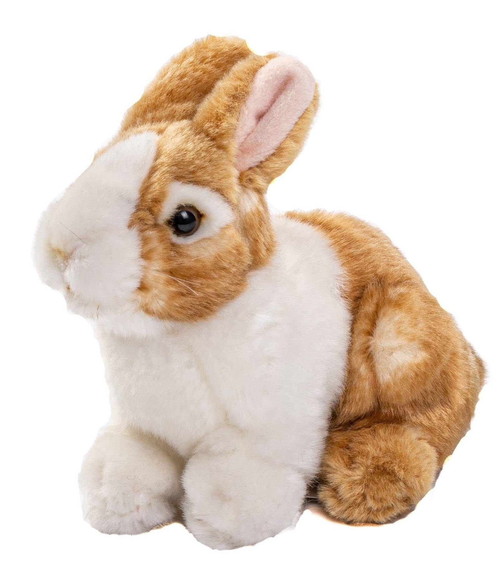 Uni-Toys Kuscheltier Kaninchen, sitzend - grau oder braun - 20 cm - Plüsch-Hase, Plüschtier, zu 100 % recyceltes Füllmaterial braun-weiß