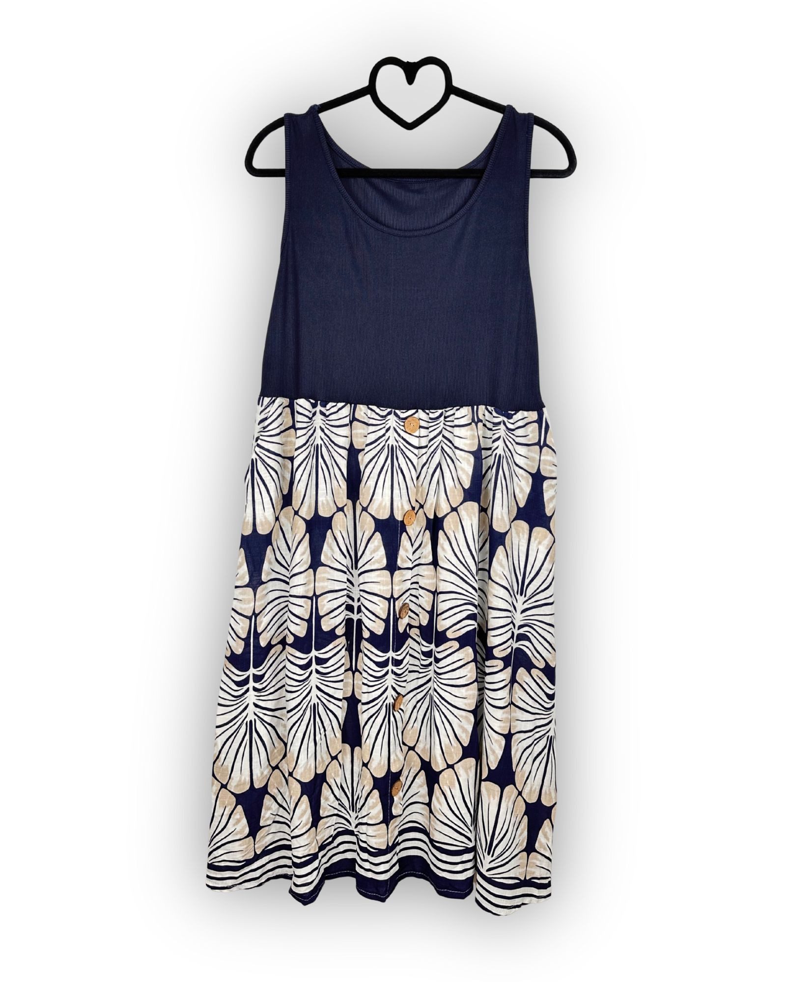 ITALY VIBES Midikleid ONORA - ärmelloses Kleid mit Seitentaschen - Blätterp günstig online kaufen