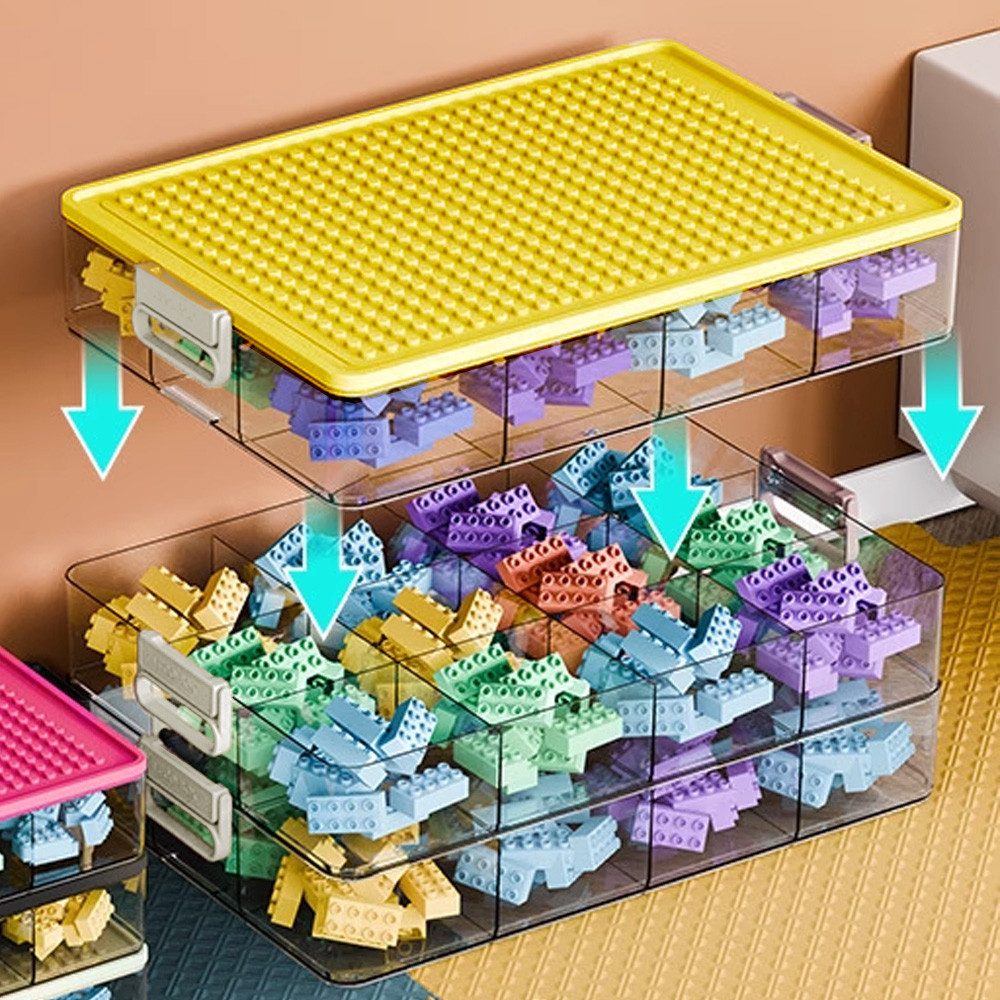 POPOLIC Aufbewahrungsbox Transparente dreilagige Spielzeug-Aufbewahrungsbox mit Griff – Bild 5 von 5