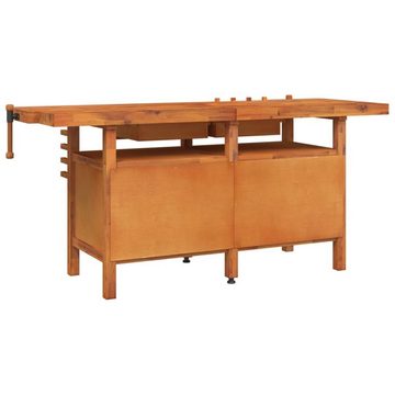 vidaXL Werkbank Werkbank mit Schubladen Schraubstöcken 192x62x83 cm Akazienholz, (1-tlg)