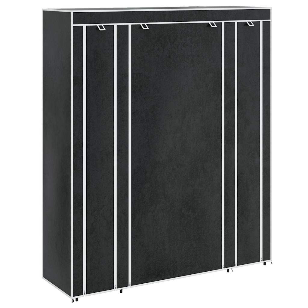 vidaXL Stoffschrank Stoffschrank mit Fächern Kleiderstangen 45×150×176 cm Schwarz (1-St) Stoffschrank Schwarz Faltschrank Kleiderschrank Garderobenschrank