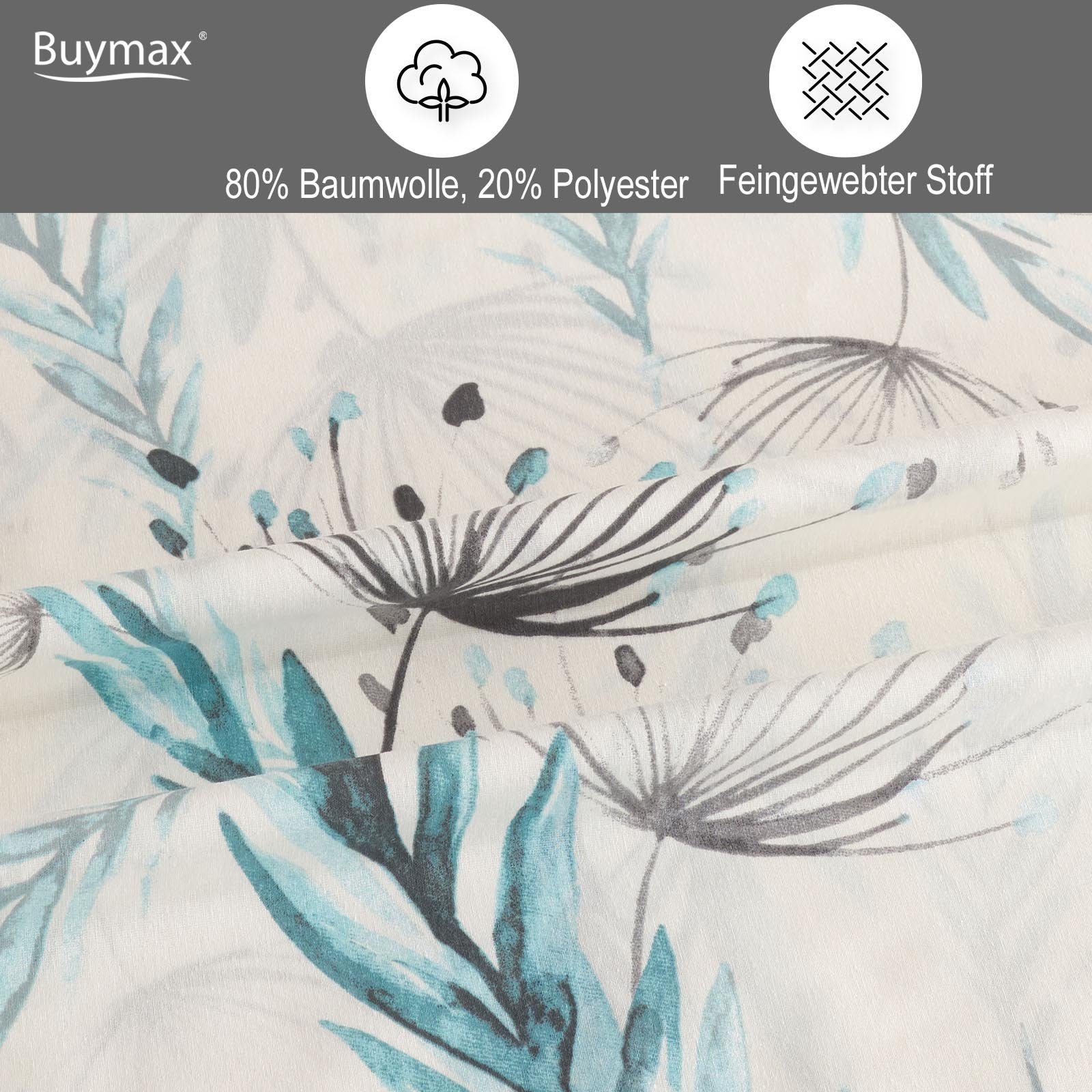 Buymax Bettwäsche Ceila, Baumwollmischung, 2 teilig, Bettbezug-Set 135x200 cm Reißverschluss, 80% Baumwolle, 20% Polyester