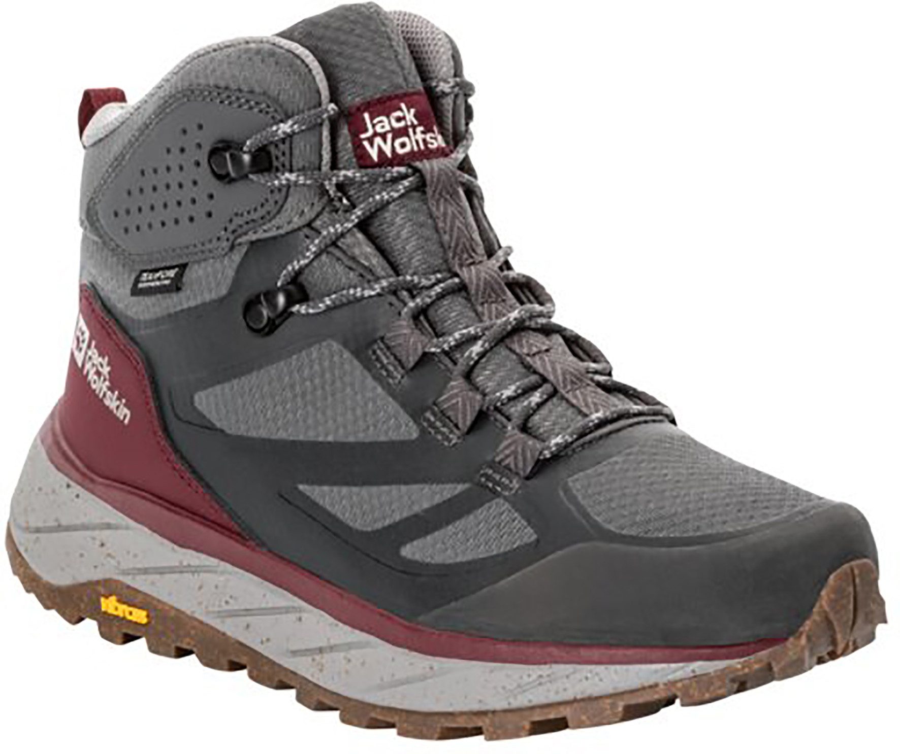 grau-bordeau Wanderschuh wasserdicht W TEXAPORE Wolfskin TERRAVENTURE Jack MID