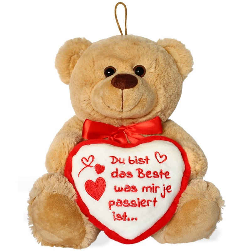 matches21 HOME & HOBBY Plüschfigur Teddybär Herz hellbraun beige Kuscheltier 25 cm Du bist das Beste (1-St)