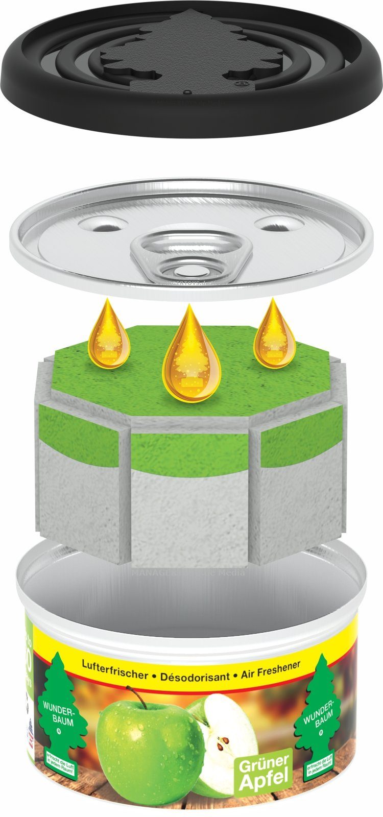 Wunder-Baum Geruchsfilter Wunderbaum Duft Dose Apfel Apple Luft Erfrischer 48 g bis 60 Tage