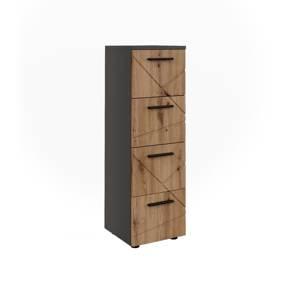 Vicco Midischrank Irma, Anthrazit/Artisan, 30 x 95 cm mit 4 Schubladen günstig online kaufen