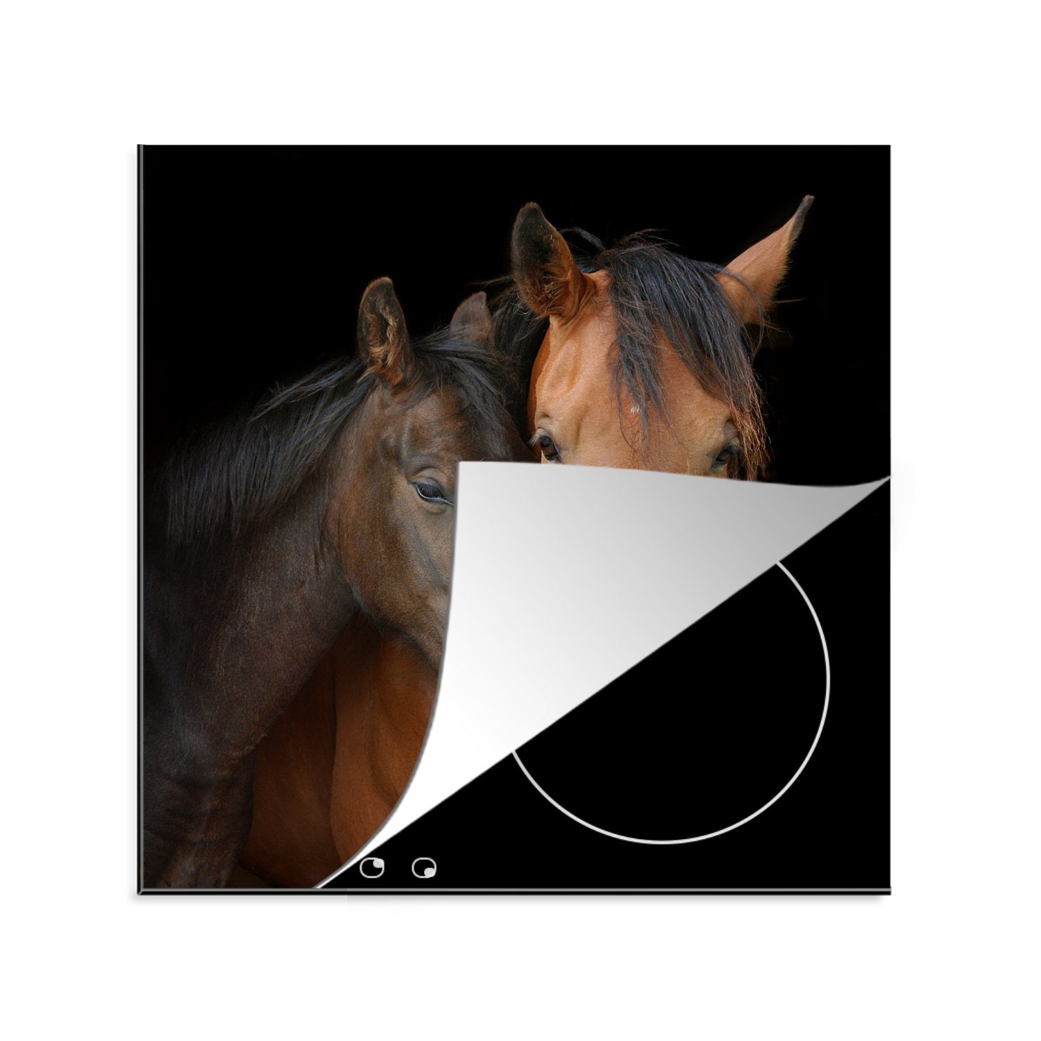 Kaufbeleg MuchoWow Herdblende-/Abdeckplatte Pferde - Liebe (1 cm, für Ceranfeldabdeckung, Braun, Vinyl, Arbeitsplatte - 78x78 tlg), küche