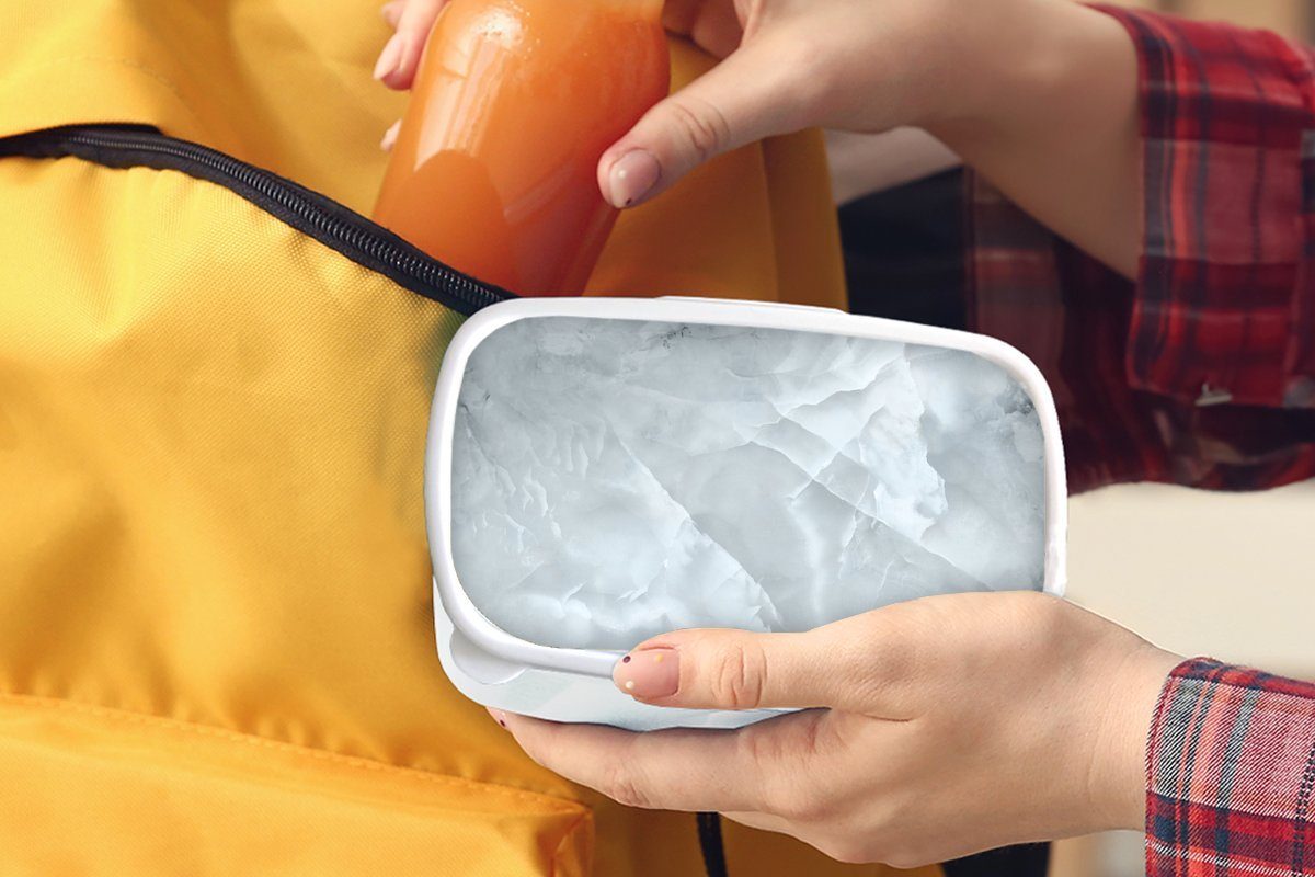 MuchoWow Lunchbox Marmor - Luxus für und Erwachsene, Jungs Kinder Weiß, - für und (2-tlg), Brotdose, Brotbox Mädchen Kunststoff