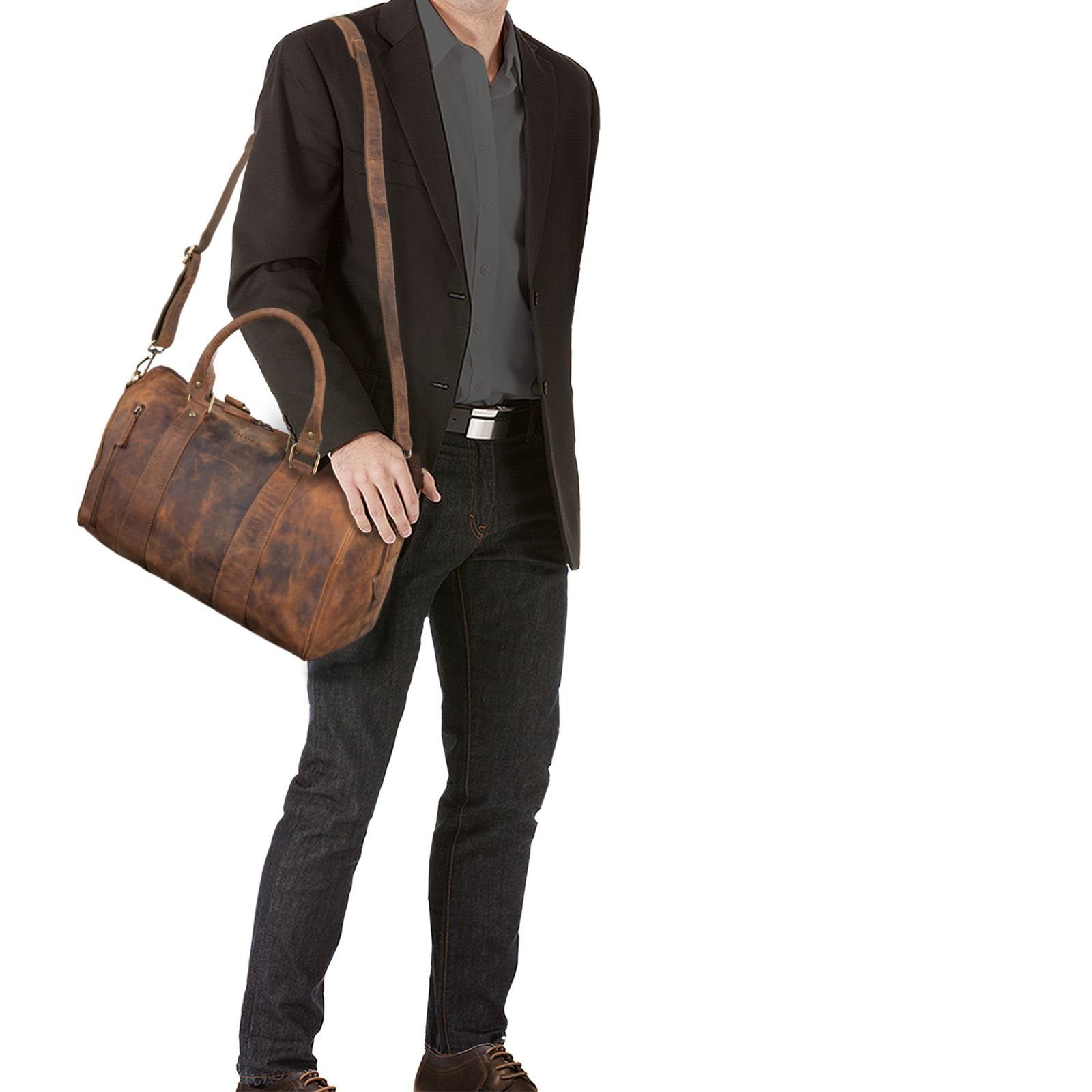 STILORD Weekender "Keanu" Weekender Leder Vintage Handgepäck Reisetasche Echtleder