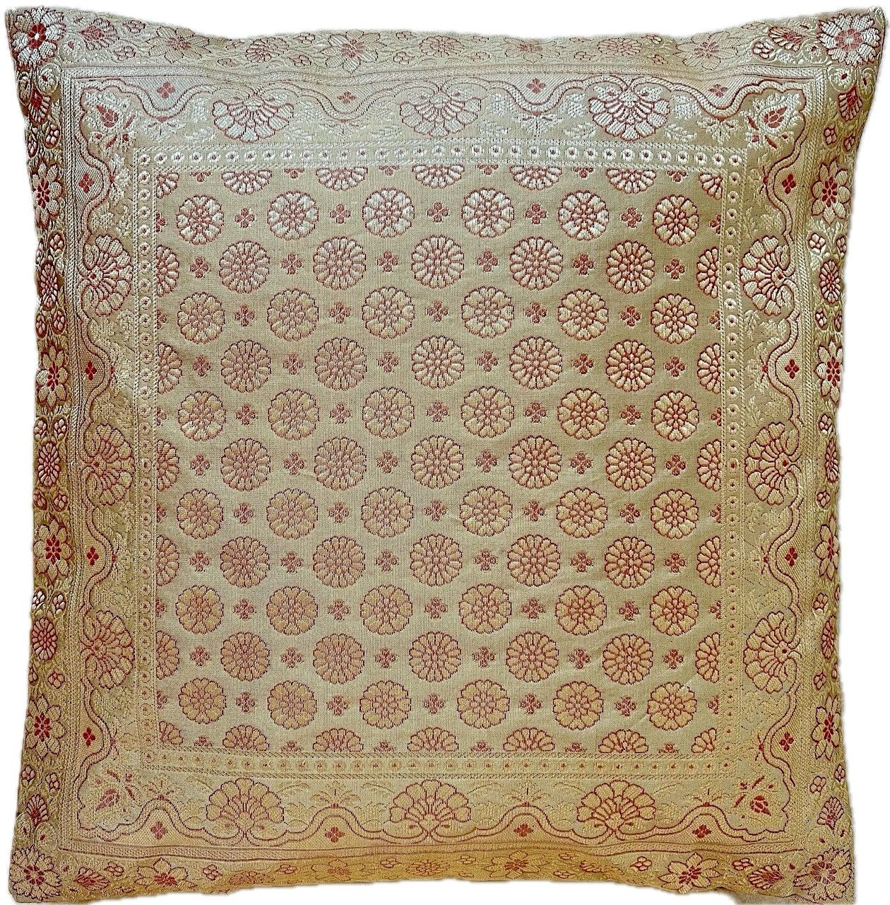Ruwado Dekokissen - Handgefertigt Dekokissen aus Indische Banarasi Seide - 40cmx40cm, Handgewebt und Handgenäht aus Indien