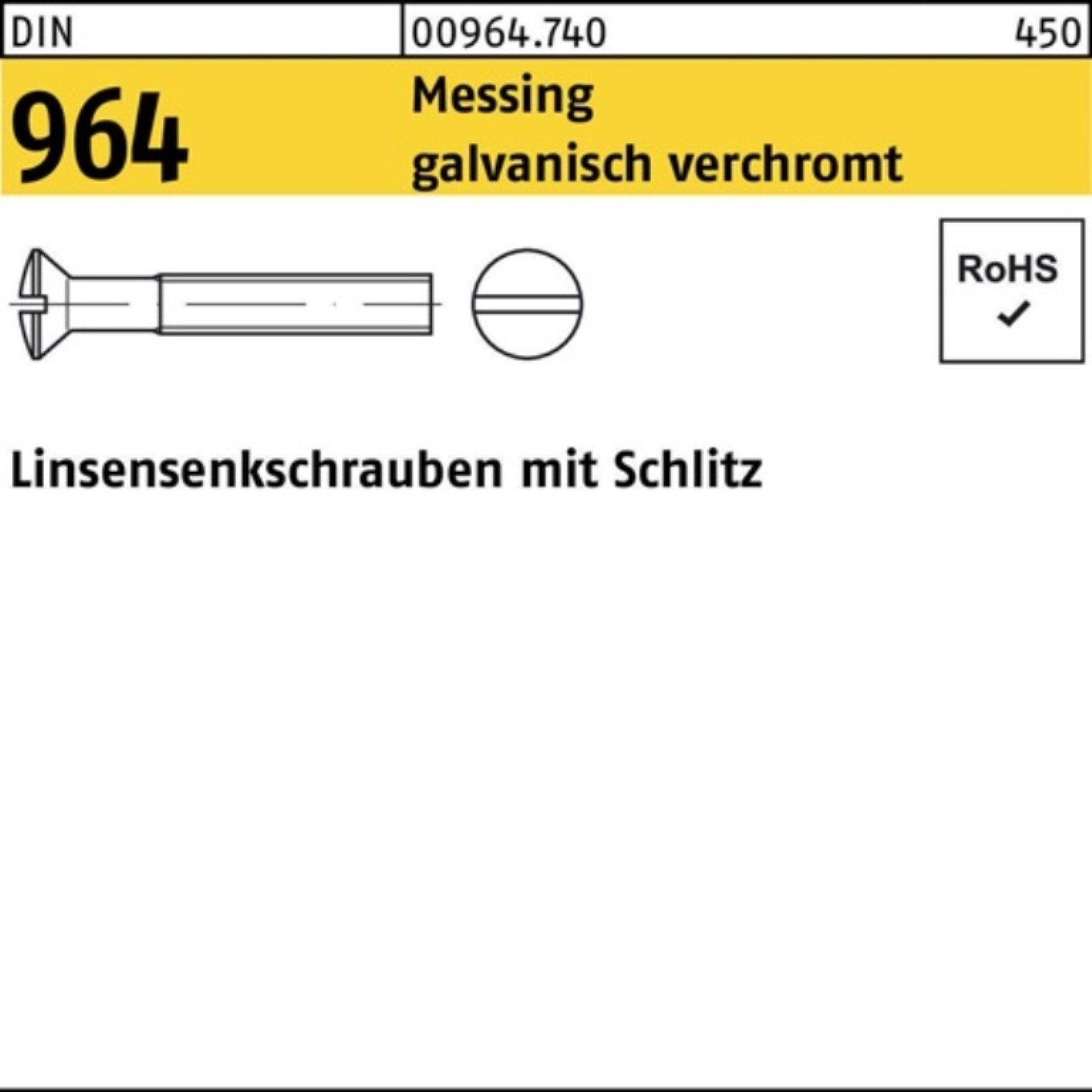Schlitz 964 Linsensenkschraube Messing Pack M6x Linsenschraube Reyher galv. DIN 20 200er ver