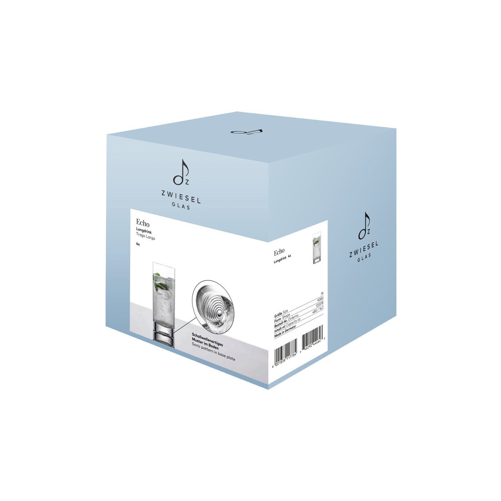 Zwiesel Glas Longdrinkglas ECHO Longdrinkgläser 480 ml 4er Set, 4-tlg., Glas