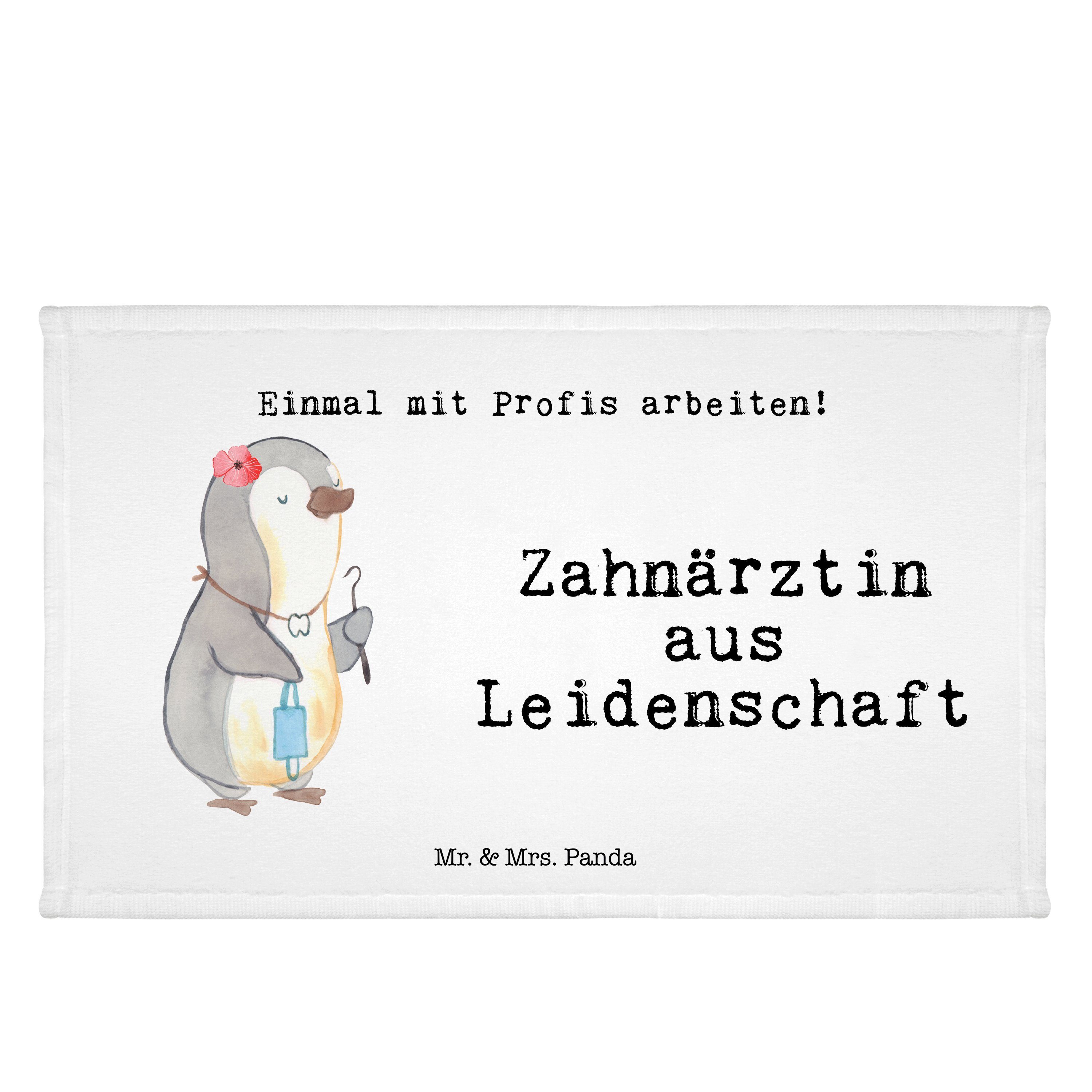 Sport Mrs. Leidenschaft Zahnärztin aus Handtuch, (1-St) Geschenk, Weiß Handtuch - Dankes, - Mr. Panda &