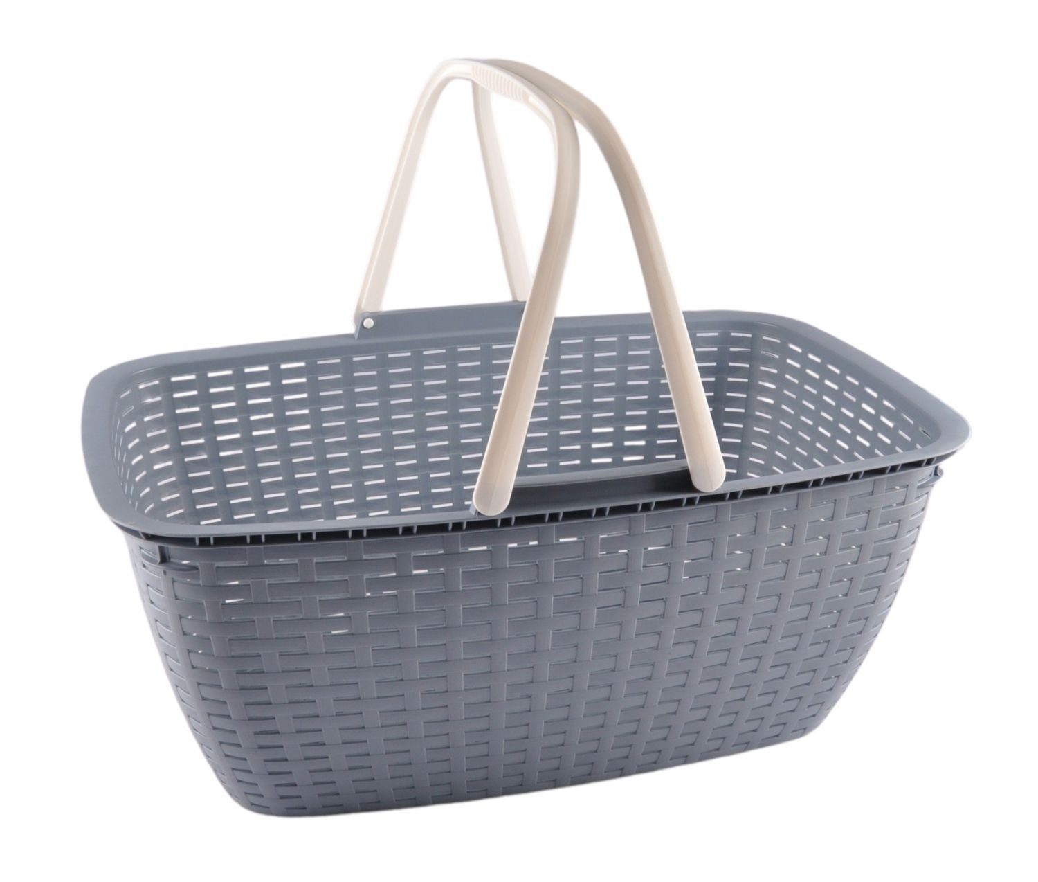 Jelenia Plast Einkaufskorb Einkaufskorb 17 L Flechtoptik Aufbewahrungskorb Wäschekorb Autokorb