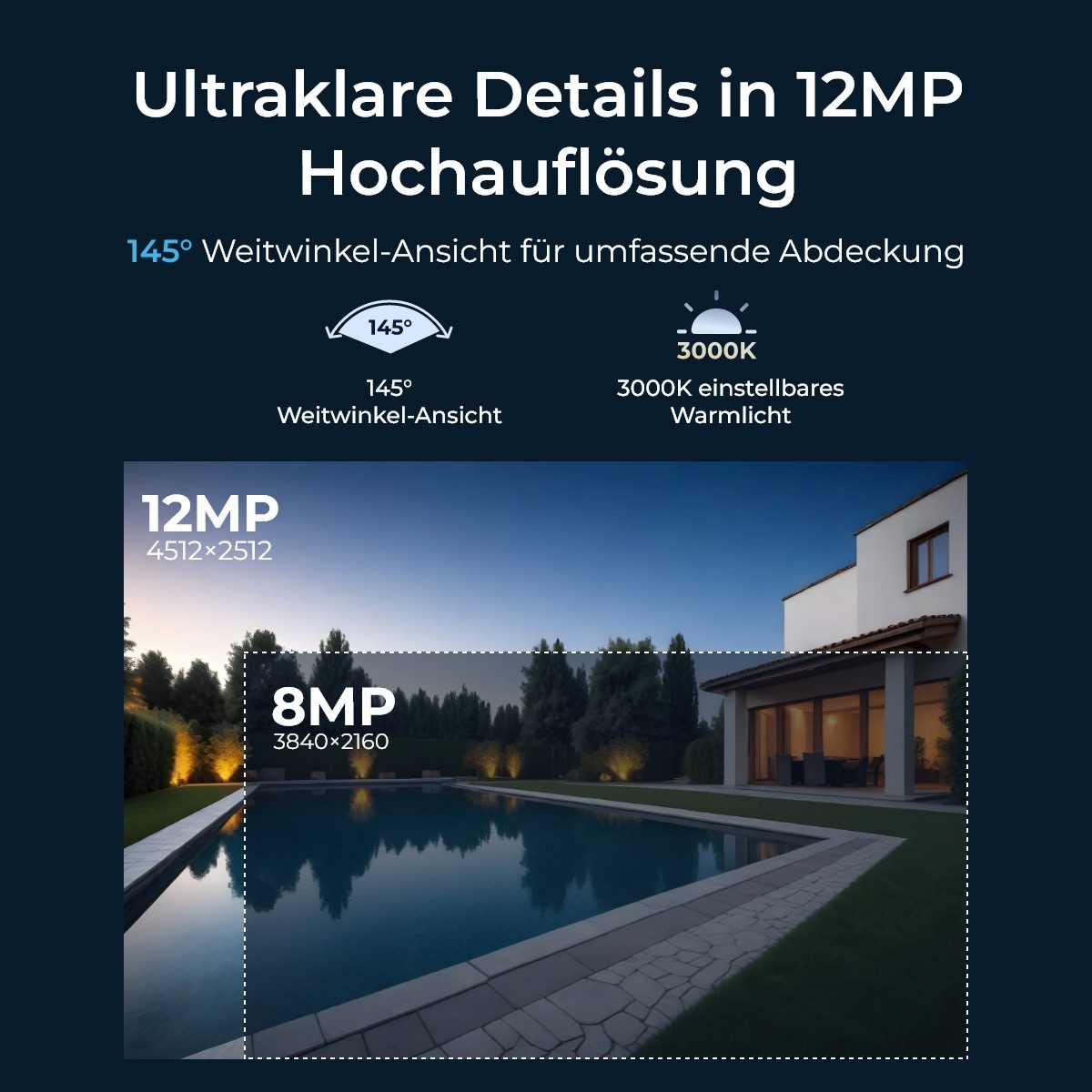 Reolink Überwachungskamera RLC-1240A (Außenbereich, Innenbereich, IK10 Vandalismus,12MP UHD mit 145° Sichtfeld, Intelligente Erkennung)