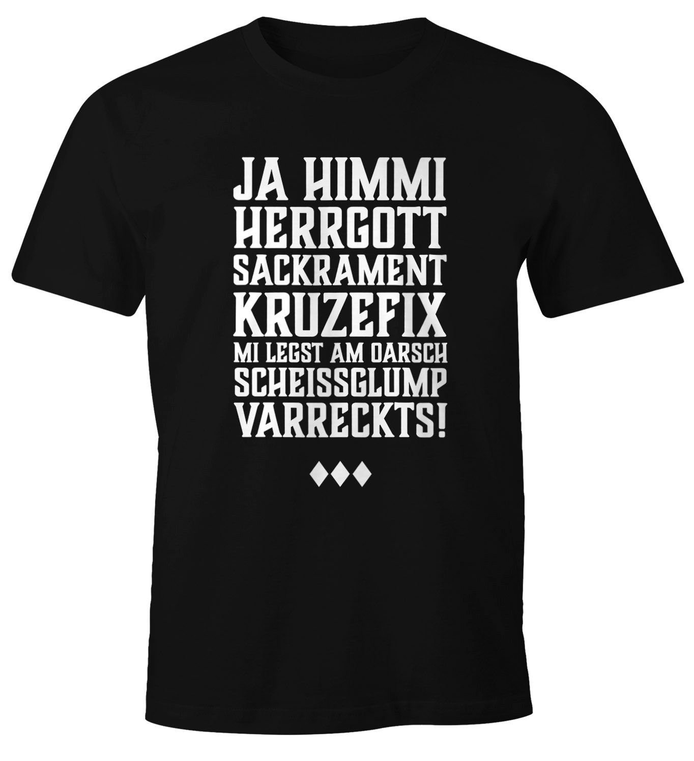 mit MoonWorks Moonworks® T-Shirt Fun-Shirt Print-Shirt Himmi Print Herrgott Sakrament Herren