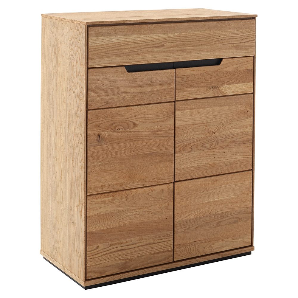 Lomadox Schuhschrank AVESTA-06 in Eiche, teilmassiv, grifflos mit schwarzen Griffblenden