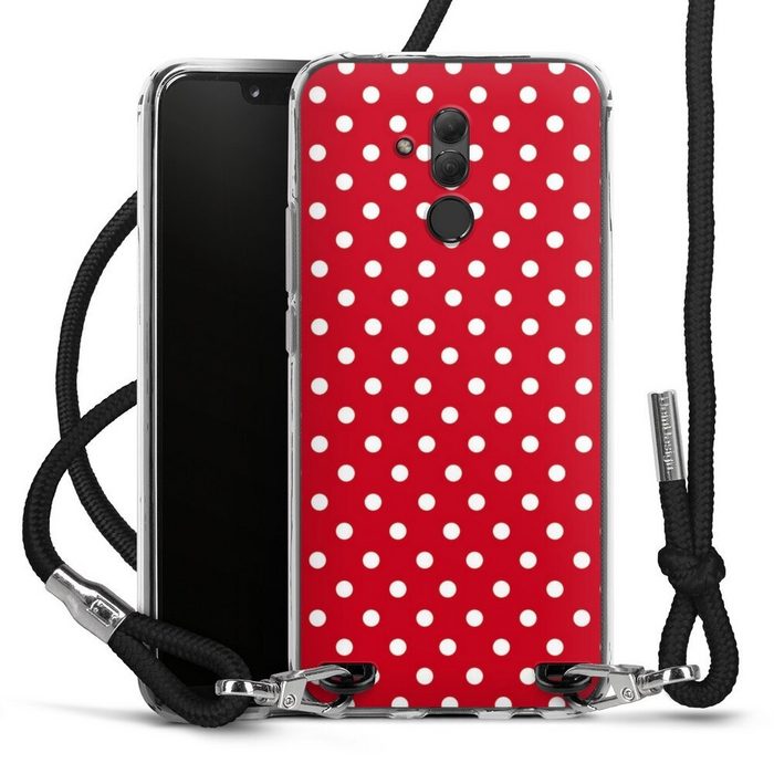 DeinDesign Handyhülle Punkte Retro Polka Dots Polka Dots - dunkelrot und weiß Huawei Mate 20 Lite Handykette Hülle mit Band Case zum Umhängen