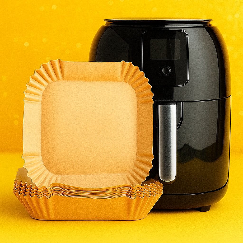 Jungengel Backpapier Airfryer Backpapier rund/quadratisch 100 Stück fettfrei antihaft, Hitzebeständig bis 220 °C, BPA-frei, rund/quadratisch