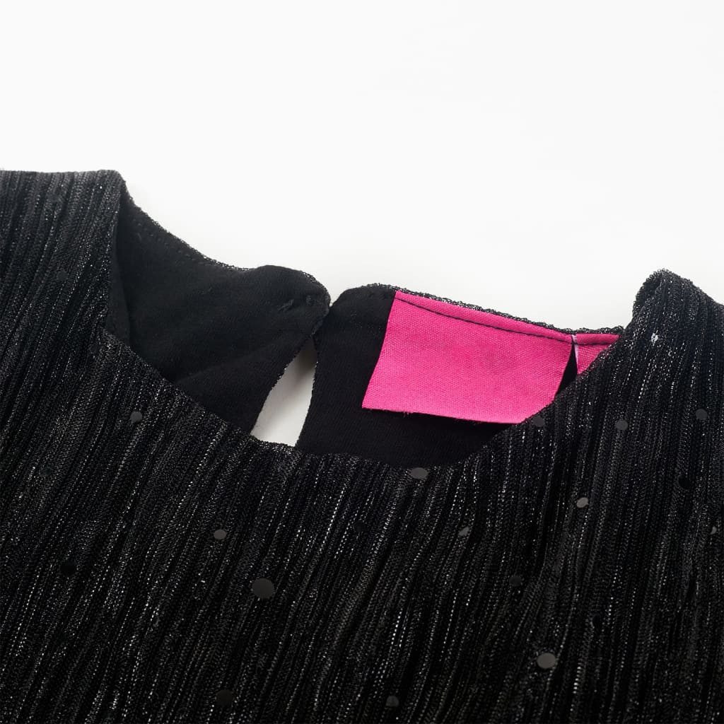 vidaXL Druckkleid Kinderkleid mit Langen Ärmeln Schwarz 92