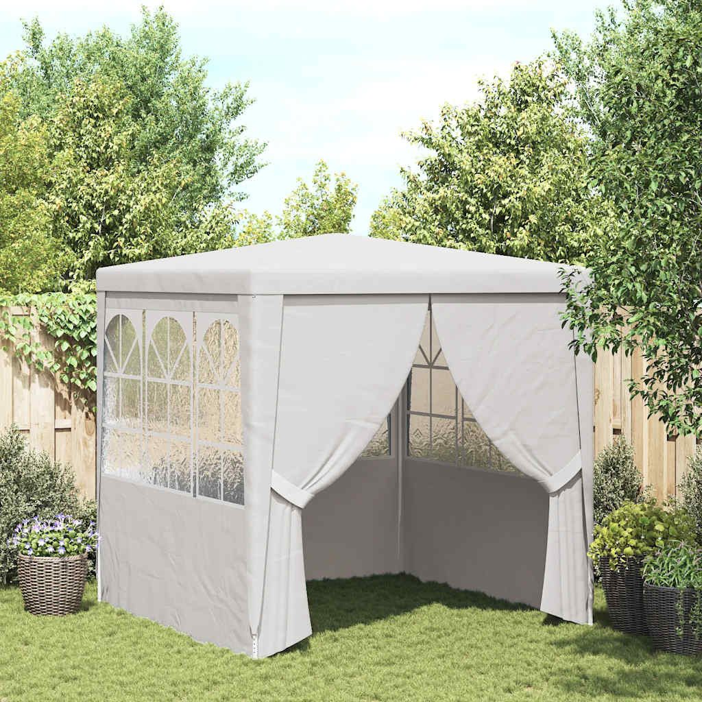 furnicato Partyzelt Party-Gartenzelt Weiß 2,5 x 2,5 x 2,4 m mit UV- und, Rostgeschützter Gartenpavillon mit Reißverschluss-Tür und Fenstern