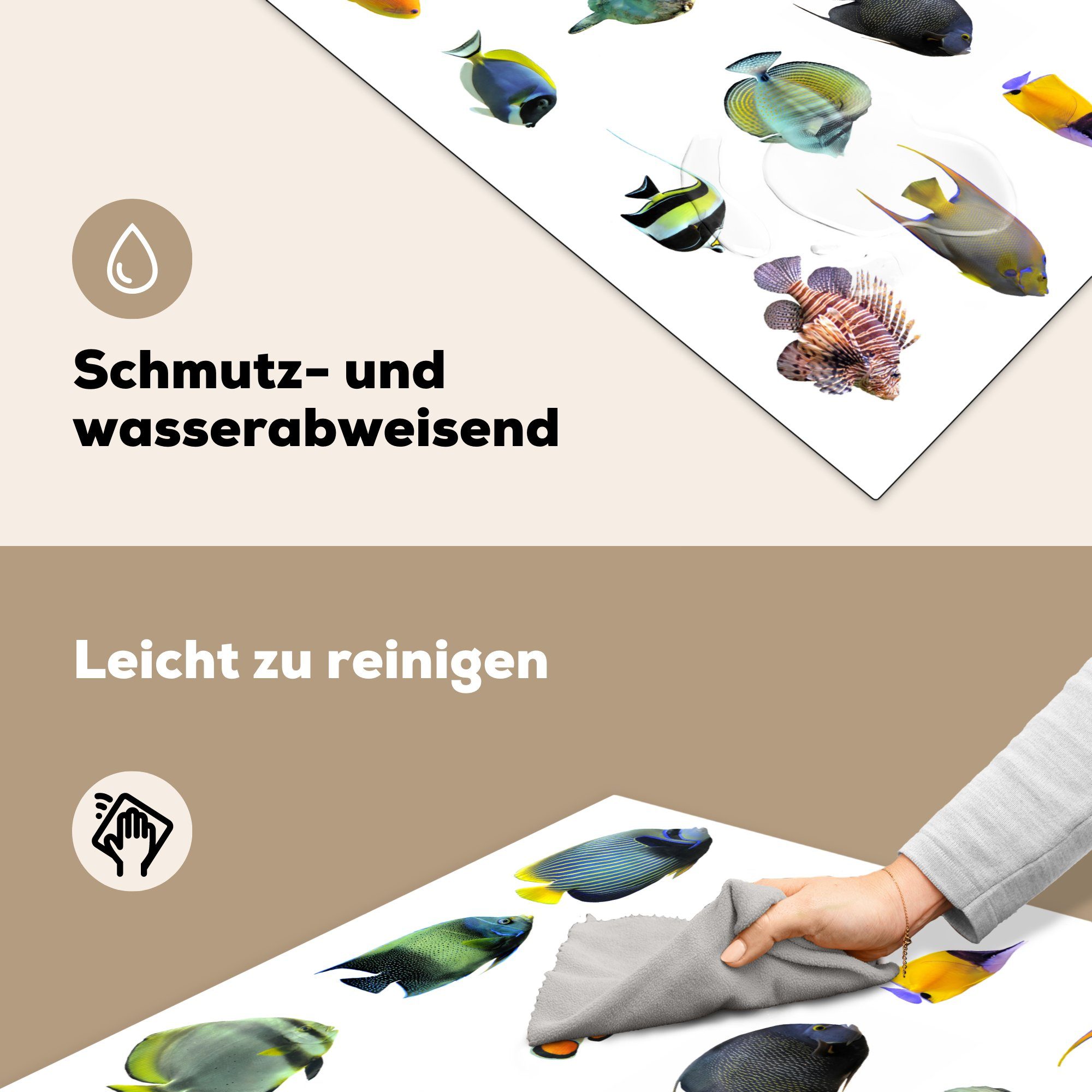 Tropisch, Herdblende-/Abdeckplatte MuchoWow Fische Ceranfeldabdeckung, - cm, Arbeitsplatte Vinyl, 78x78 - Gruppe (1 für küche tlg),