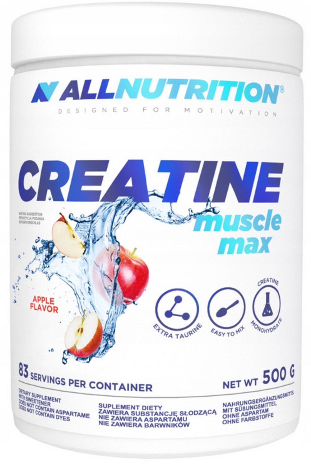 ALL NUTRITION Allnutrition Creatine Monohydrat Muscle Max 500g Pulver Pulver, Mikronisiertes Kreatin-Monohydrat