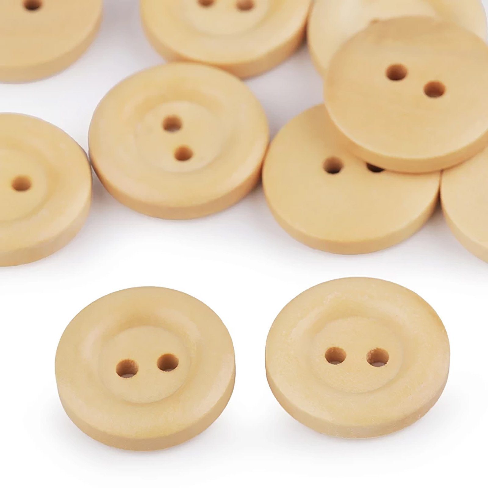maDDma Knopf 10 Holzknöpfe, 2-loch, rund, verschiedene Größen, Brauntöne, 18mm