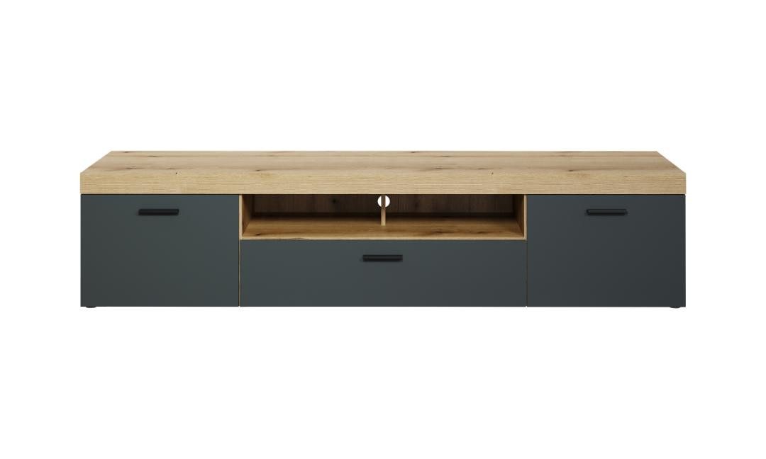 trendteam TV-Bank Tyler TV Tisch 3 Türen, 2 Regale Antracit, Eiche D