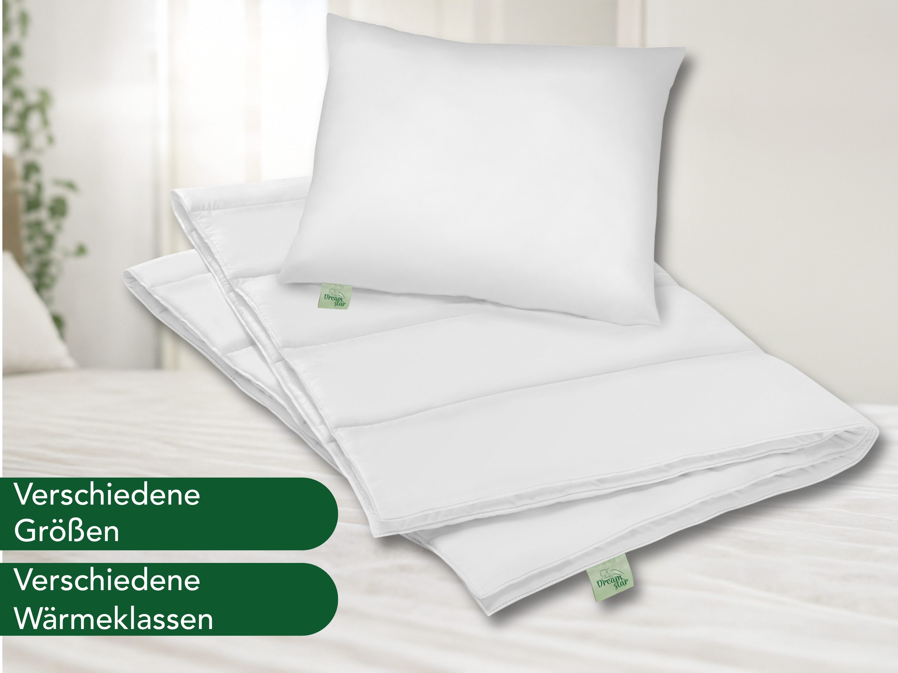 Dreamstar Microfaserbettdecke + Kopfkissen Bettdecke 135x200 oder 155x220 cm mit Kissen 40x80 oder 80x80 cm, Füllung: Faserfüllung, Bezug: Microfaser, Bettwaren – Bild 2 von 5