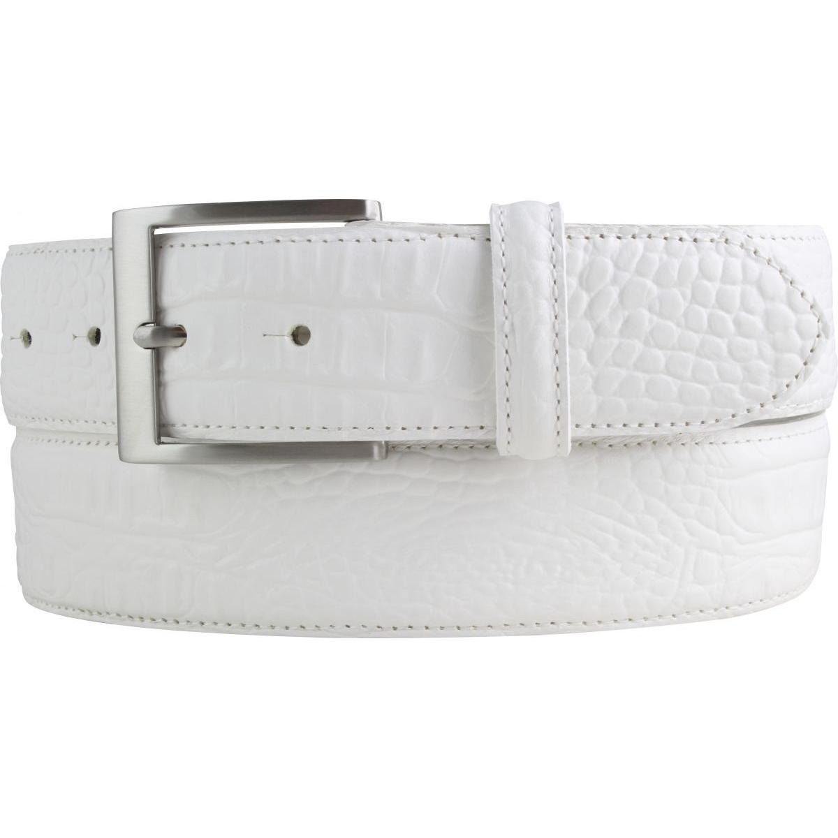 Ledergürtel Gürtel mit Edelstahl-Gürtelschnalle und Krokoprägung 4 cm - Leder-Gürt