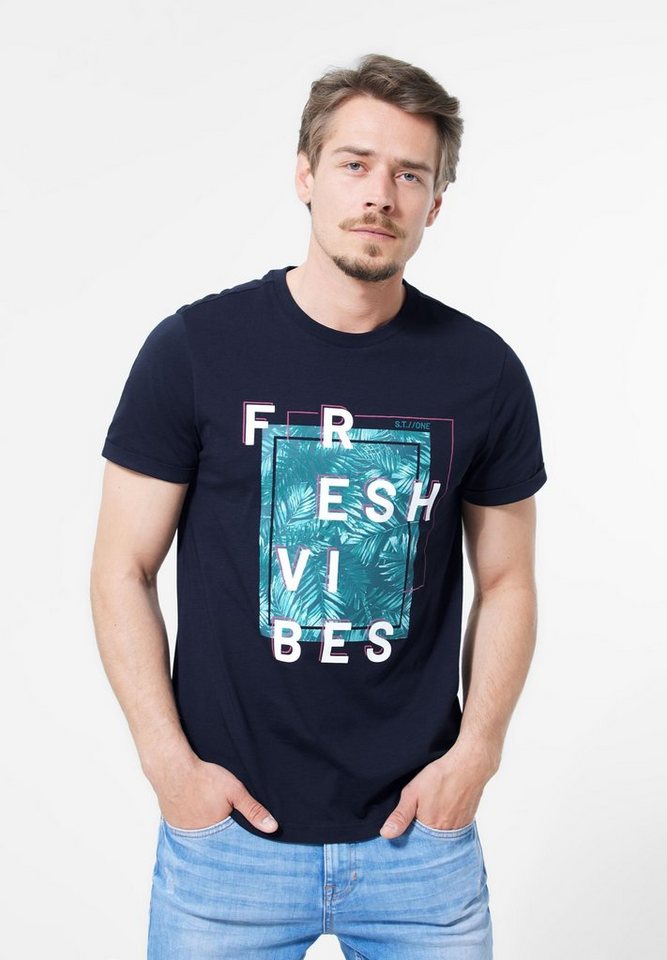 STREET ONE MEN T-Shirt mit Frontprint, Herren T-Shirt