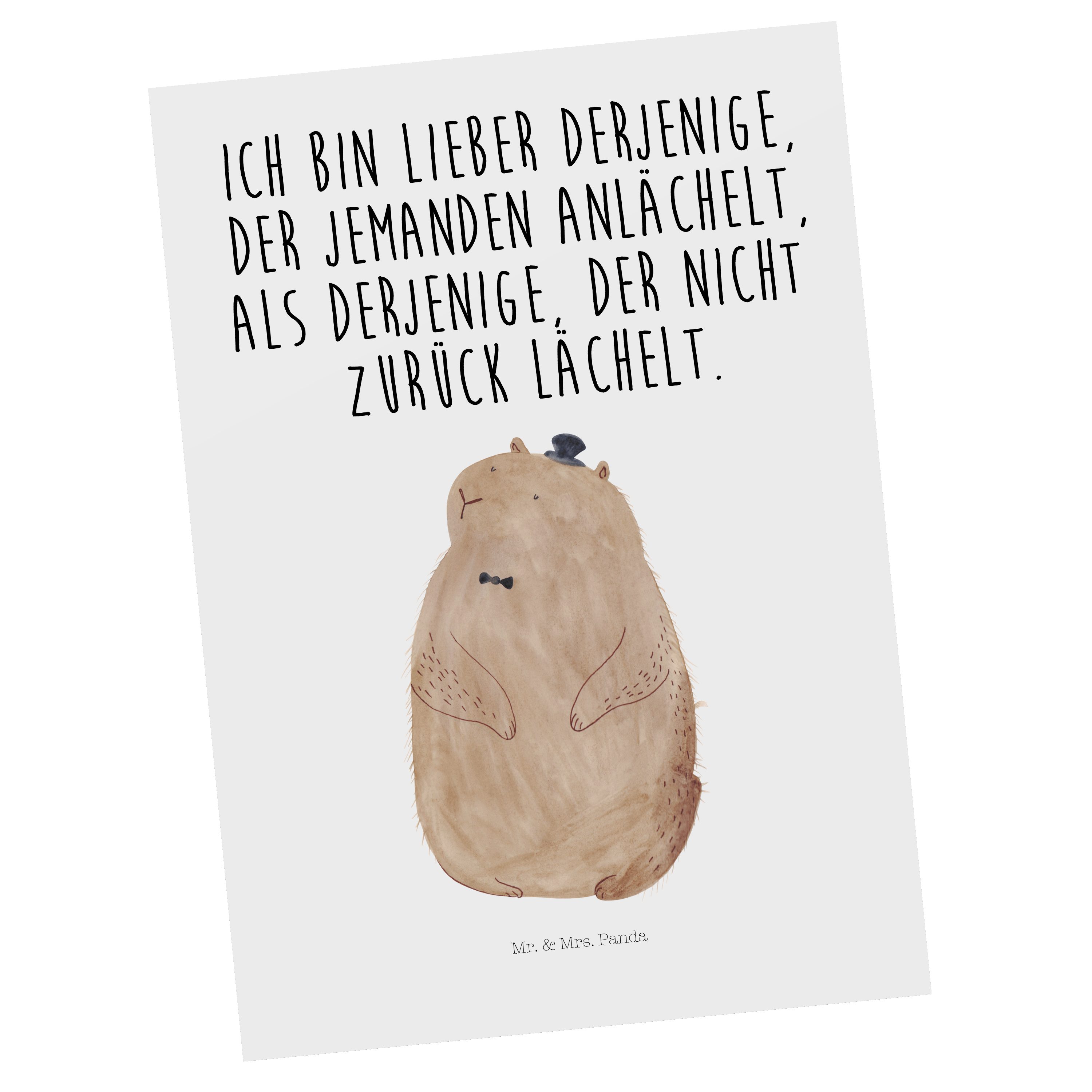 Mr. & Mrs. Panda Postkarte Murmeltier - Weiß - Geschenk, lustige Sprüche, Dankeskarte, Fröhlichk