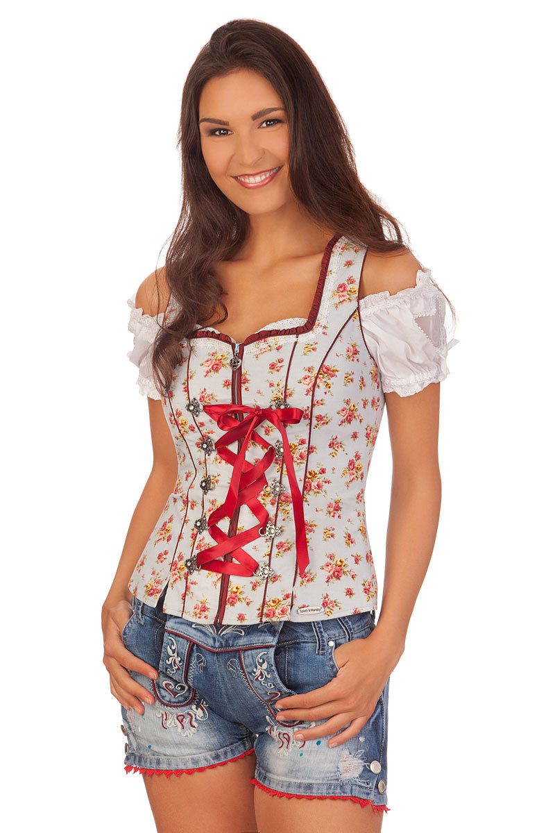 Spieth & Wensky Trachtenbluse Trachtenmieder - DAVINIA - hellgrün, hellblau