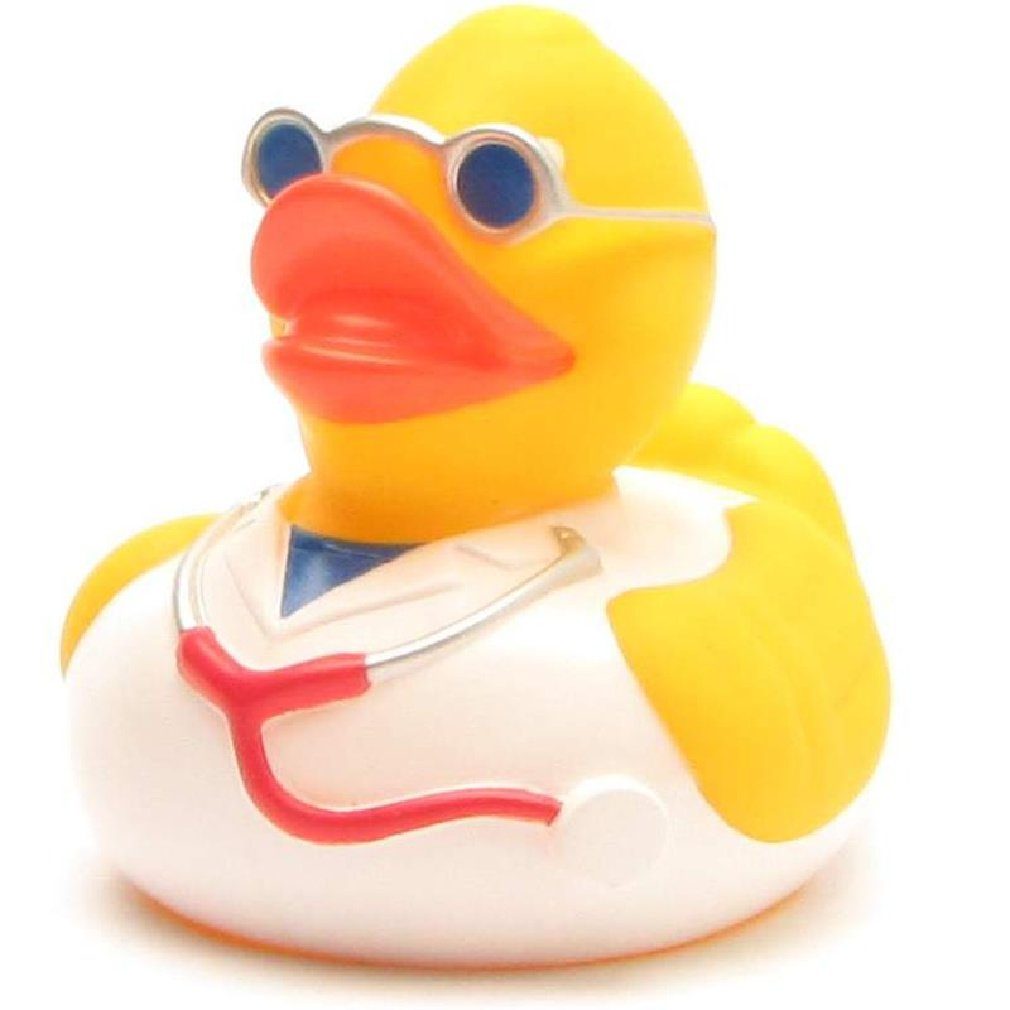 Duckshop Quietscheentchen mit Brille - Badeente Doktor Badespielzeug