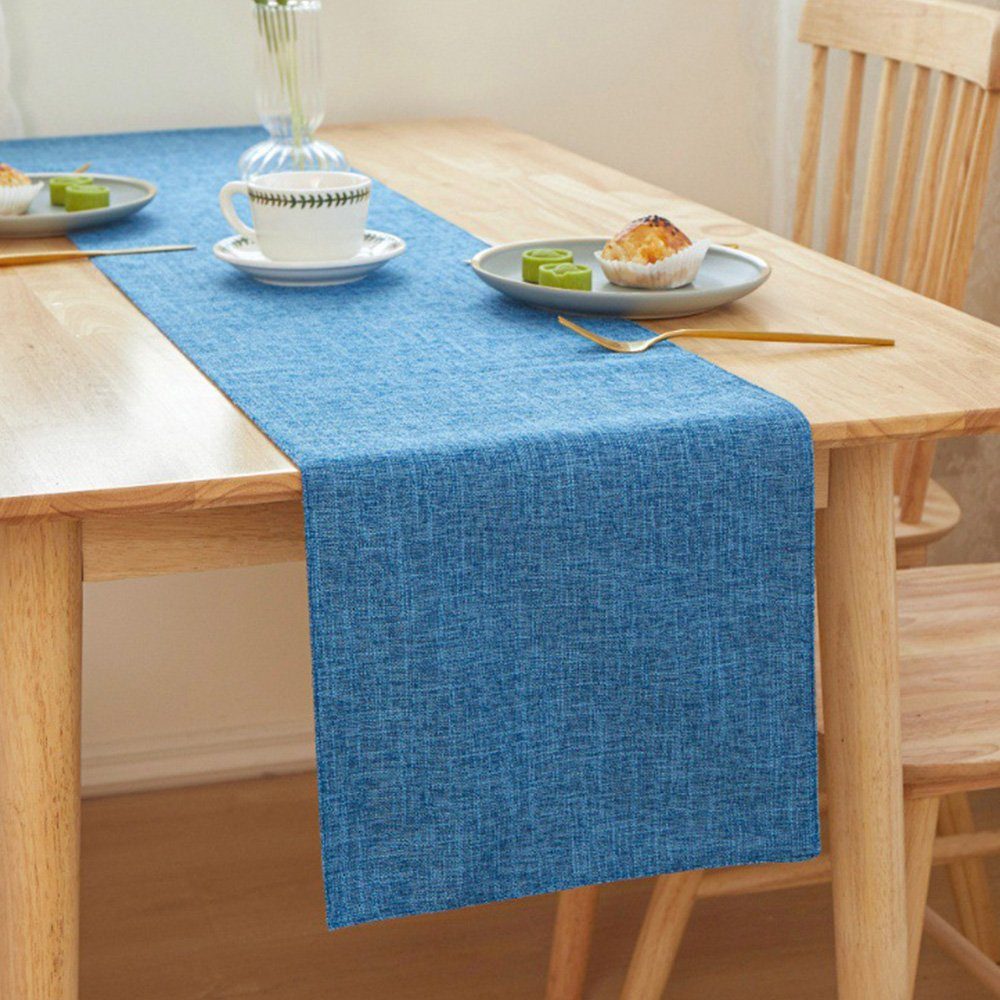 Blau FELIXLEO Abwaschbar Tischläufer 30*160 Modern Leinenoptik Wasserabweisend Tischläufer