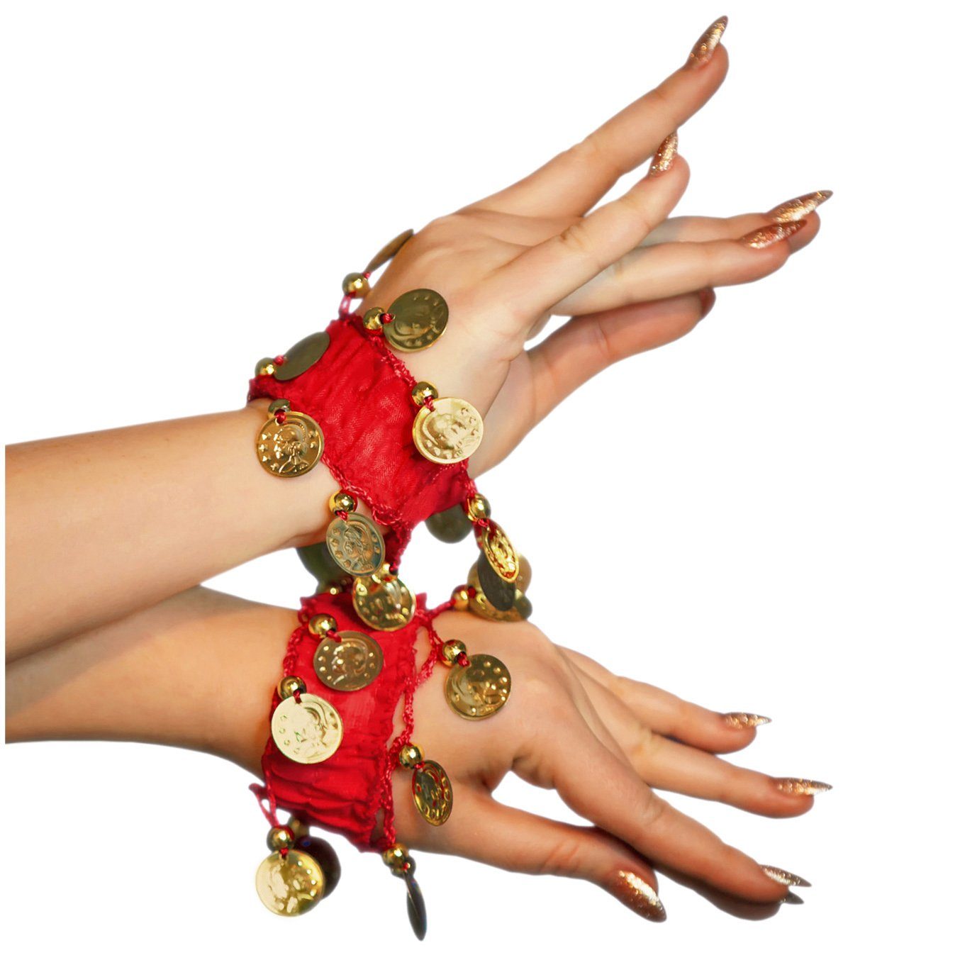 (Paar) Armbänder Belly MyBeautyworld24 rot Dance Handkette Armband Fasching