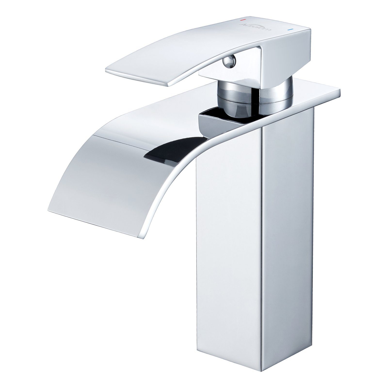 AuraLum pro Waschtischarmatur Wasserfall-Wasserhahn Badezimmer Badarmatur Edelstahl Mischbatterie 110mm Auslaufhöhe