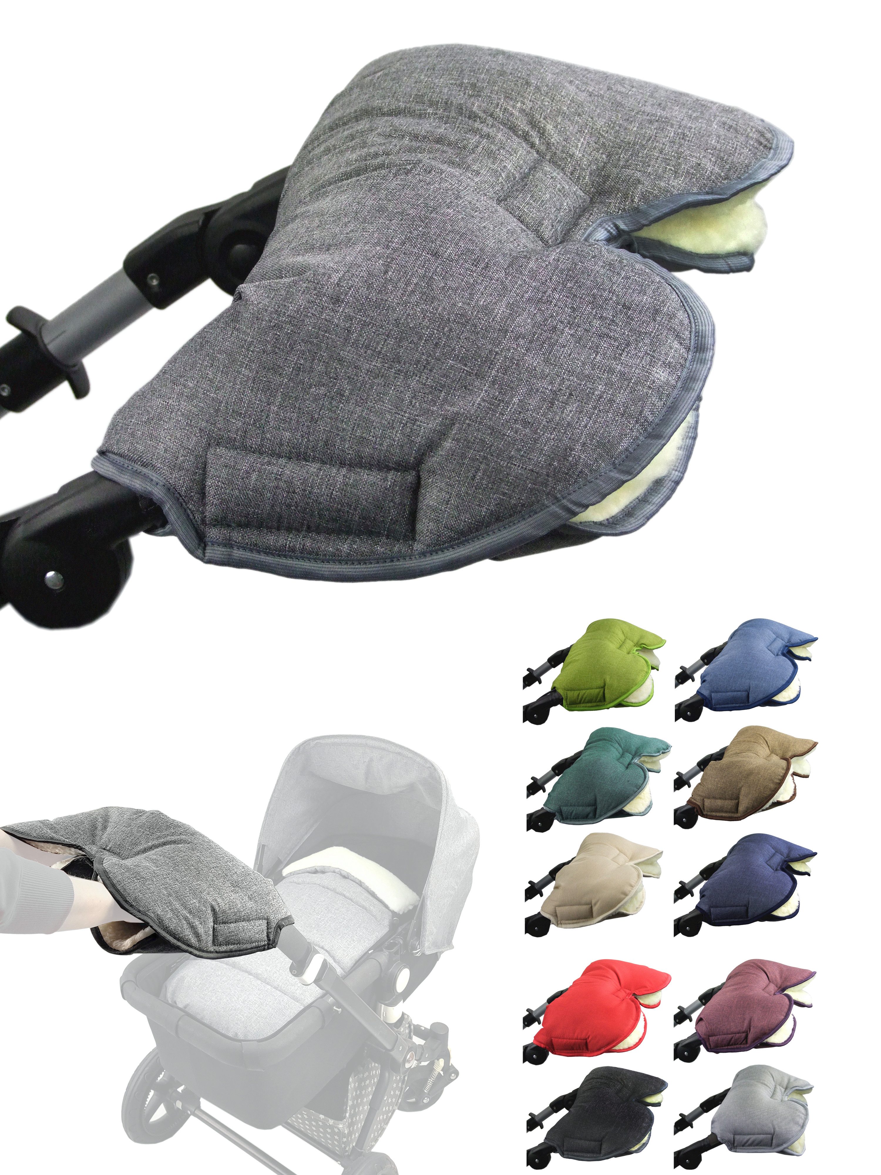 BambiniWelt by Rafael K. Kinderwagen-Handwärmer Handschuhe Muff Handwärmer Handmuff für Kinderwagen MELIERT Wolle, Universalgröße